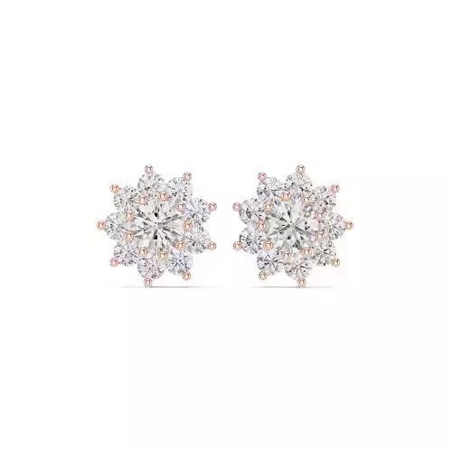 Round Cut Cluster Diamond Halo Earring 3DM STL Video