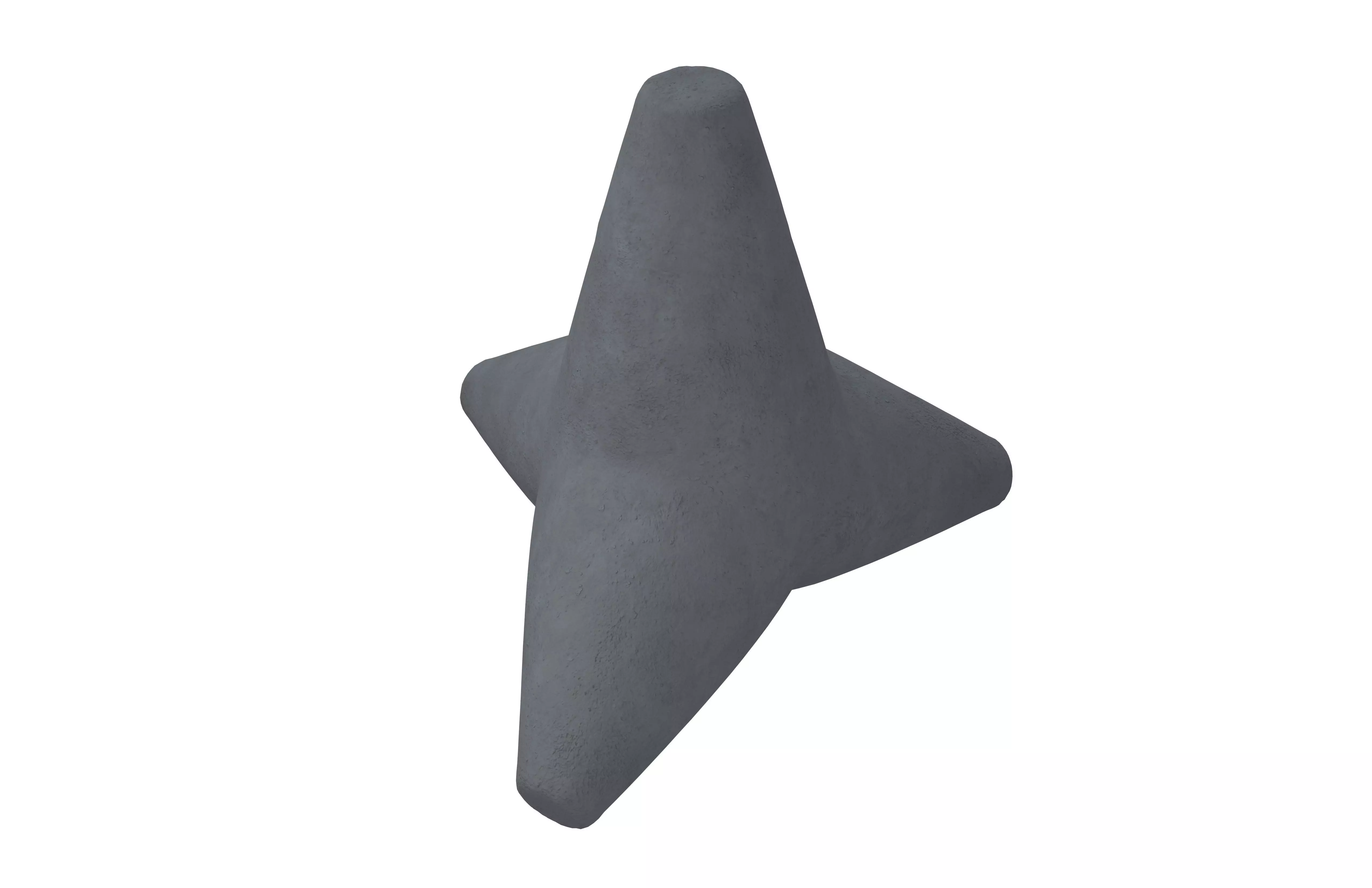 Concrete Tetrapod v1 003 Low-poly 3D model_2