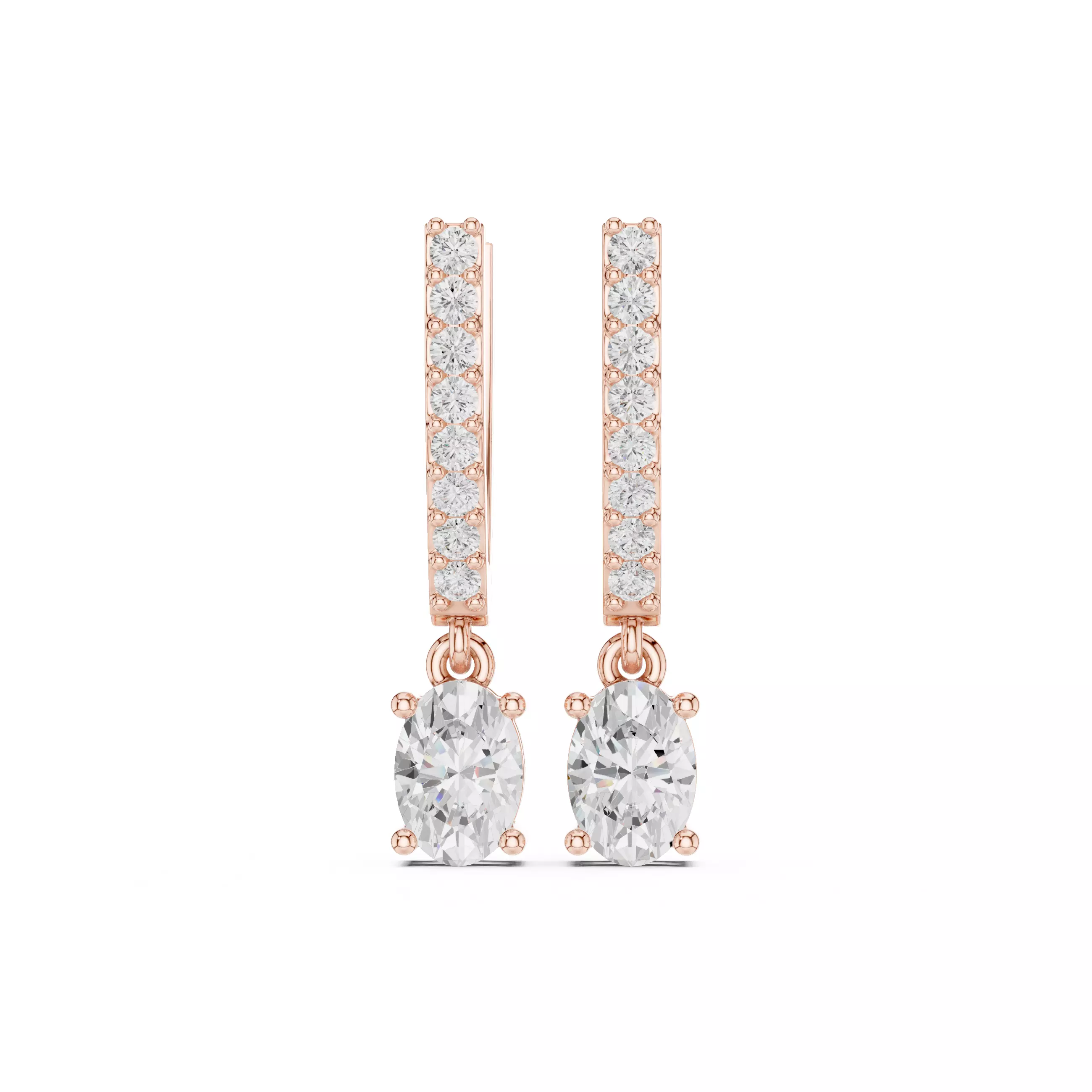 Oval Cut Diamond Lever Back Earring 3DM STL Video 3D print model