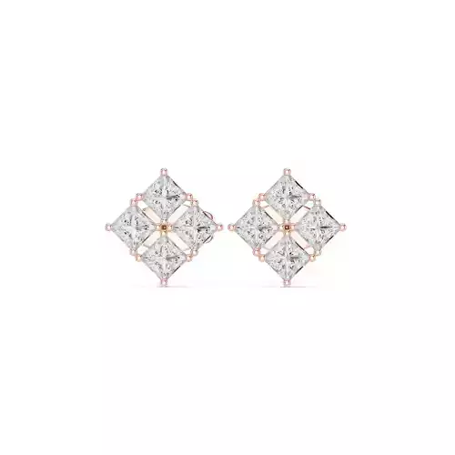 Square Princess Cut Diamond Stud Earring 3DM STL Video