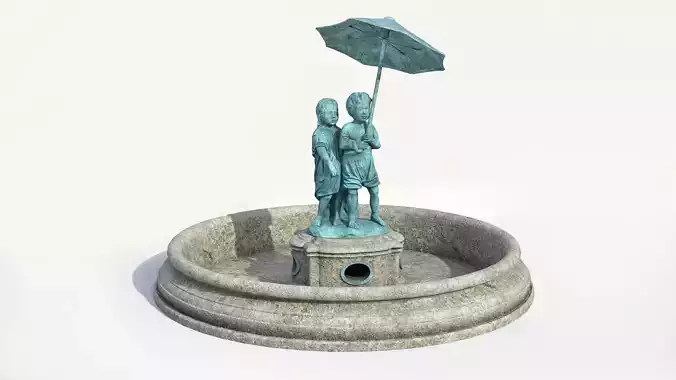 Weathered fountain statue 3D model