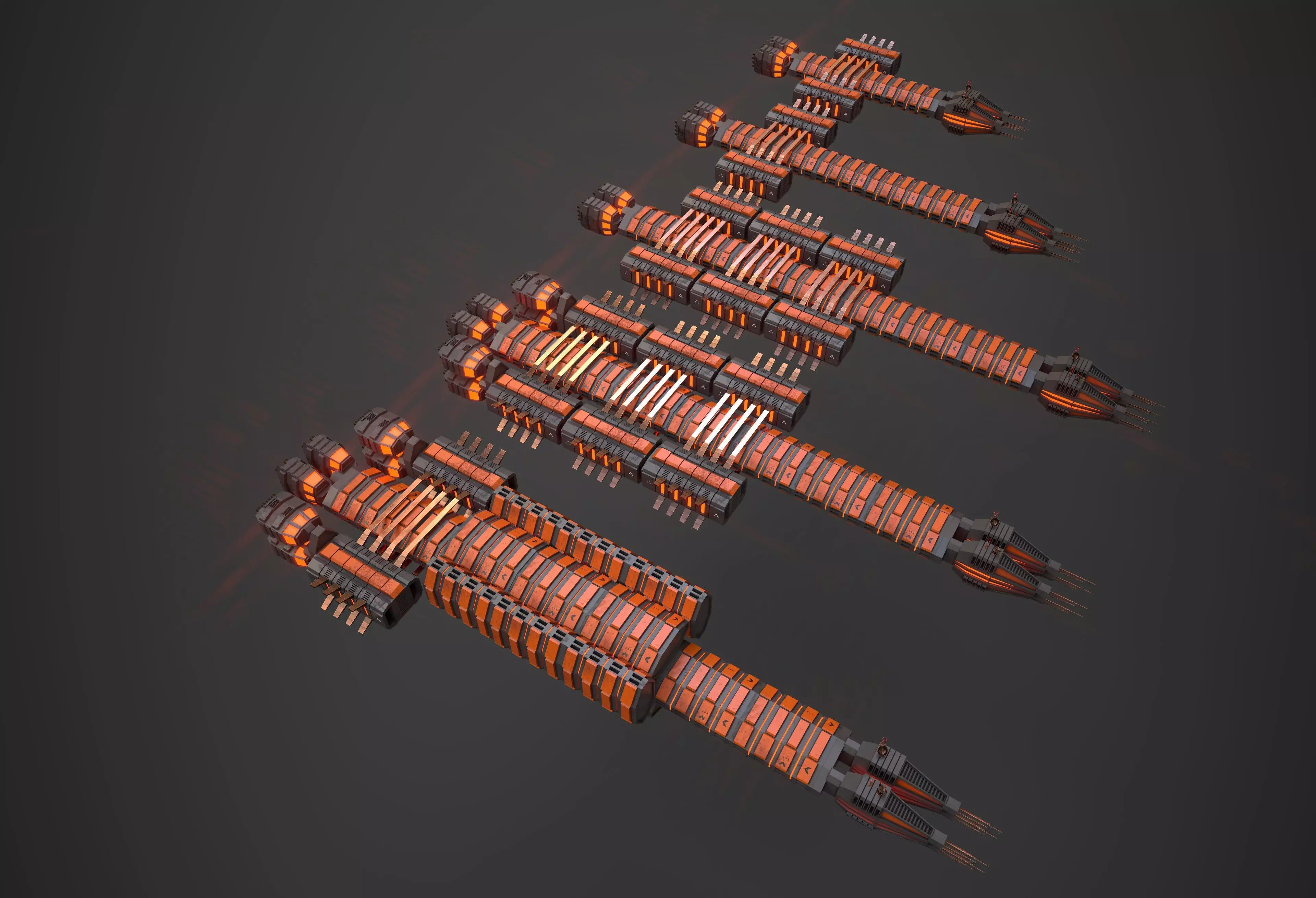 Modular Spaceship Eight Low-poly 3D model_10