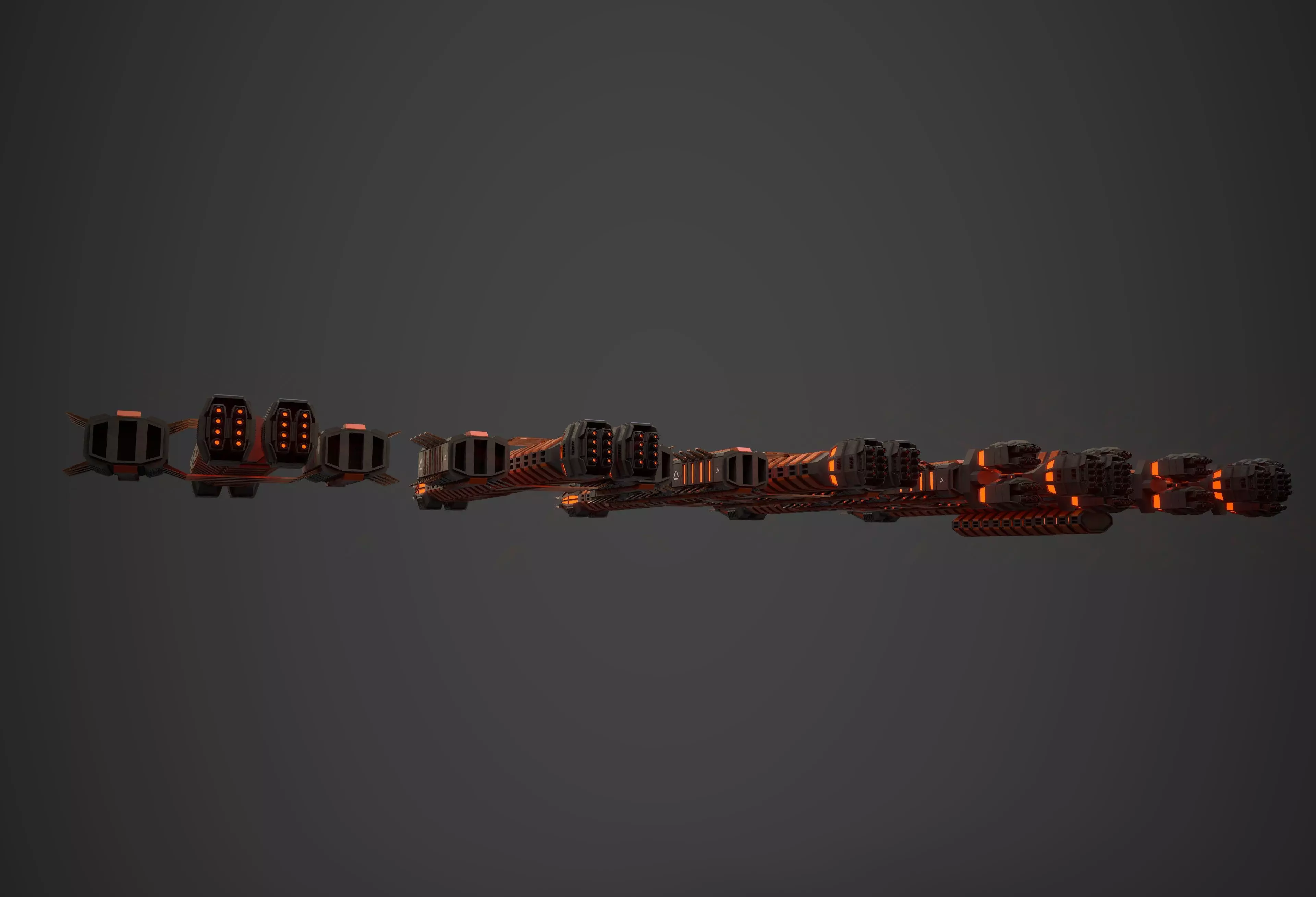 Modular Spaceship Eight Low-poly 3D model_7