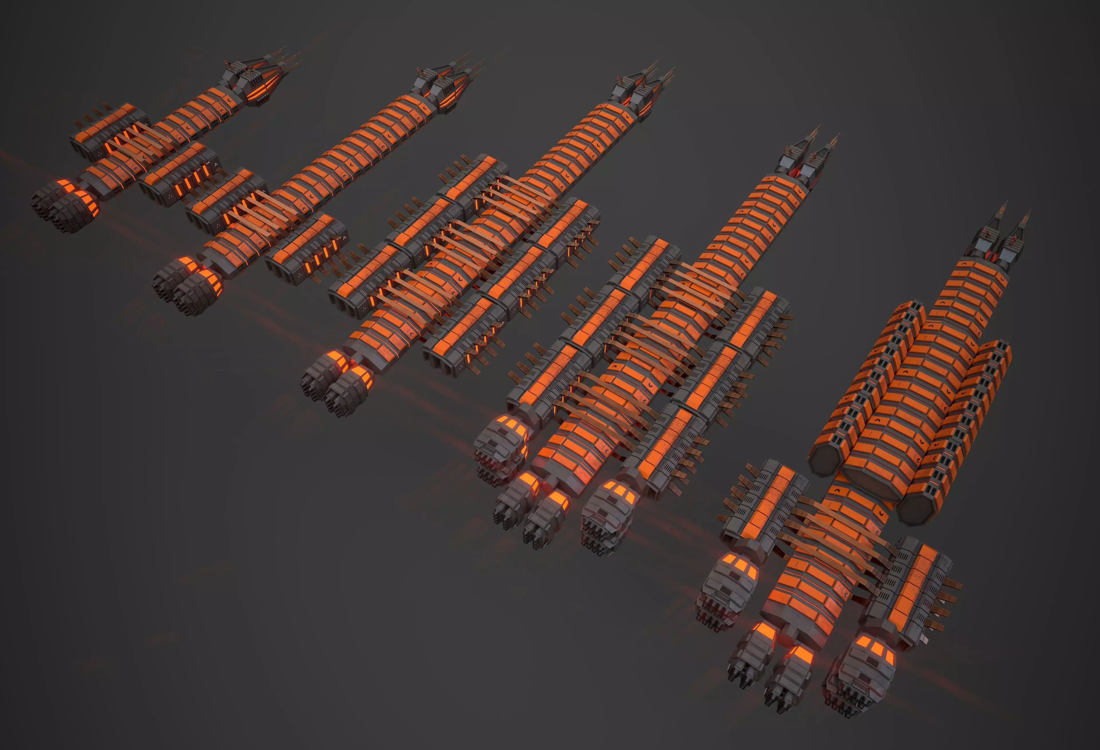 Modular Spaceship Eight Low-poly 3D model_9