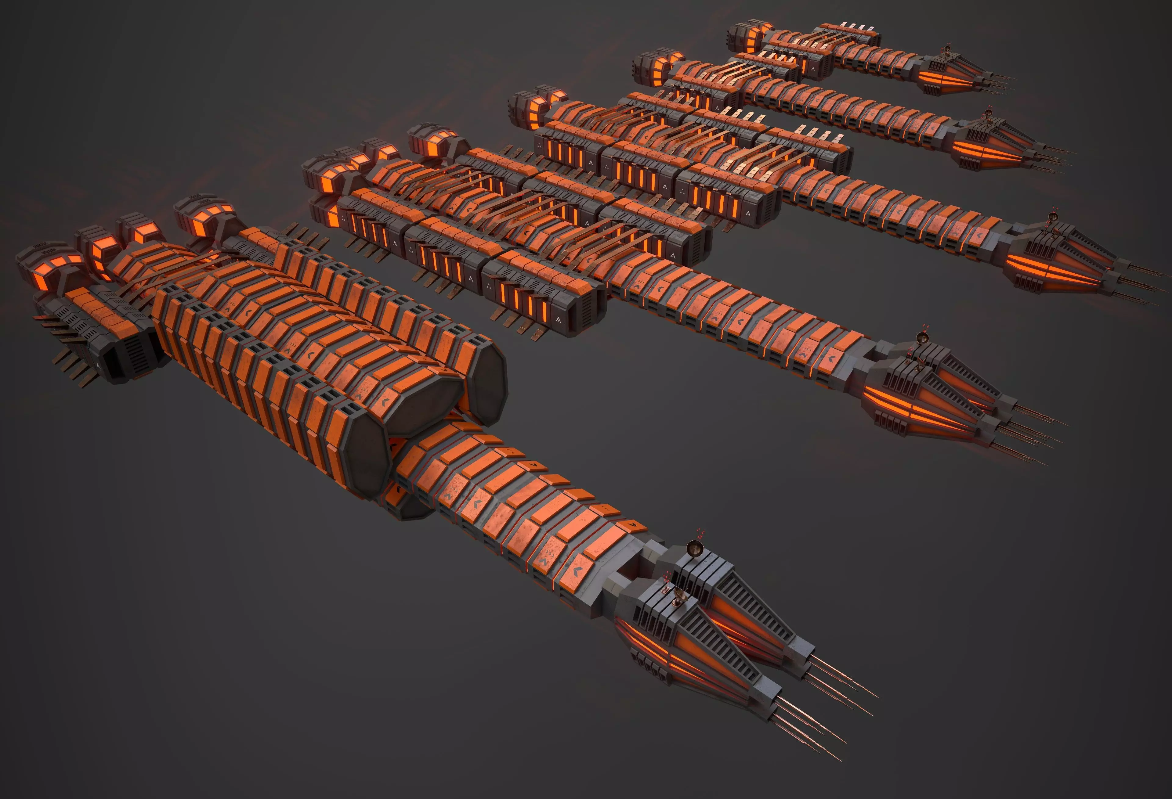 Modular Spaceship Eight Low-poly 3D model_4