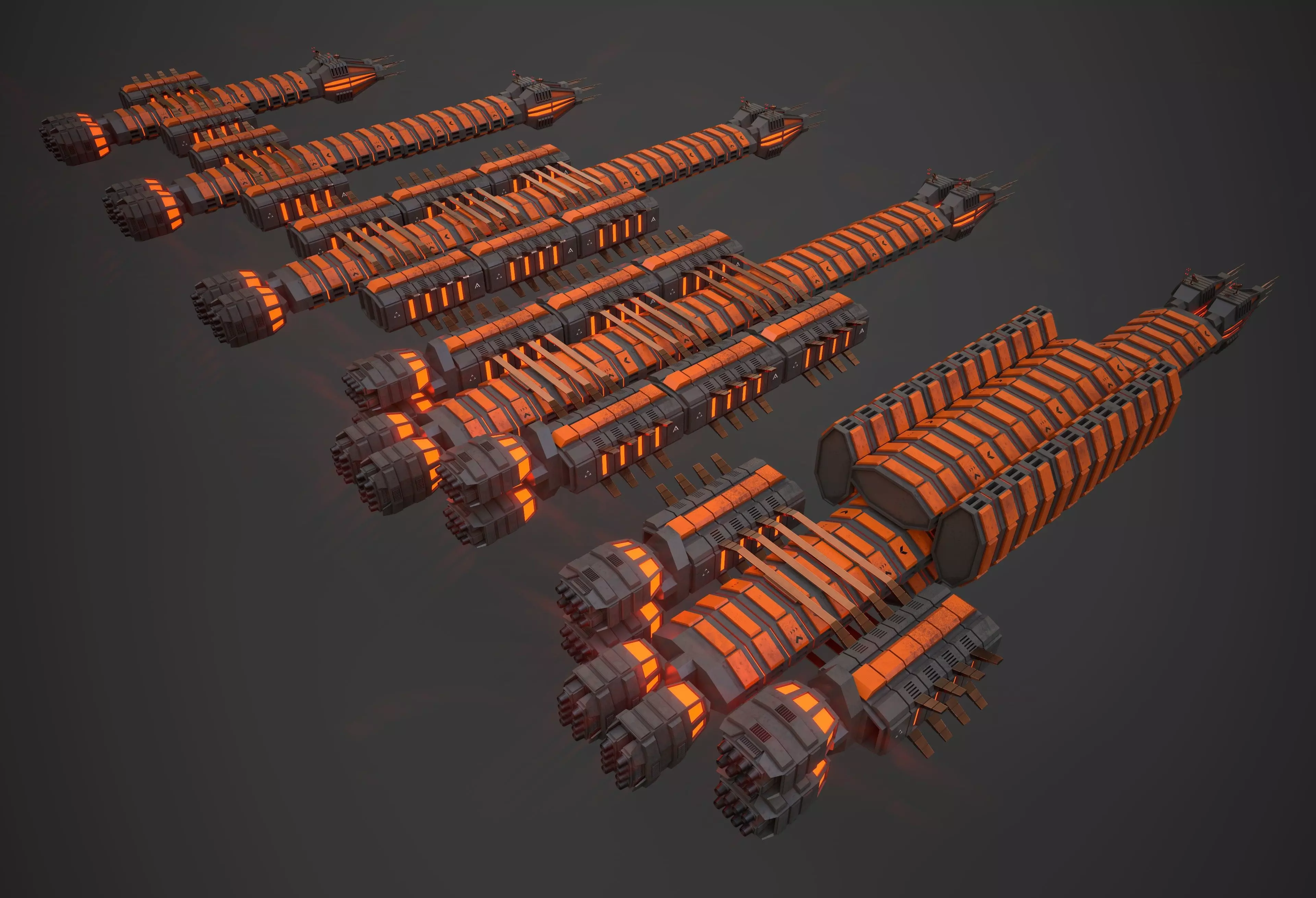 Modular Spaceship Eight Low-poly 3D model_3