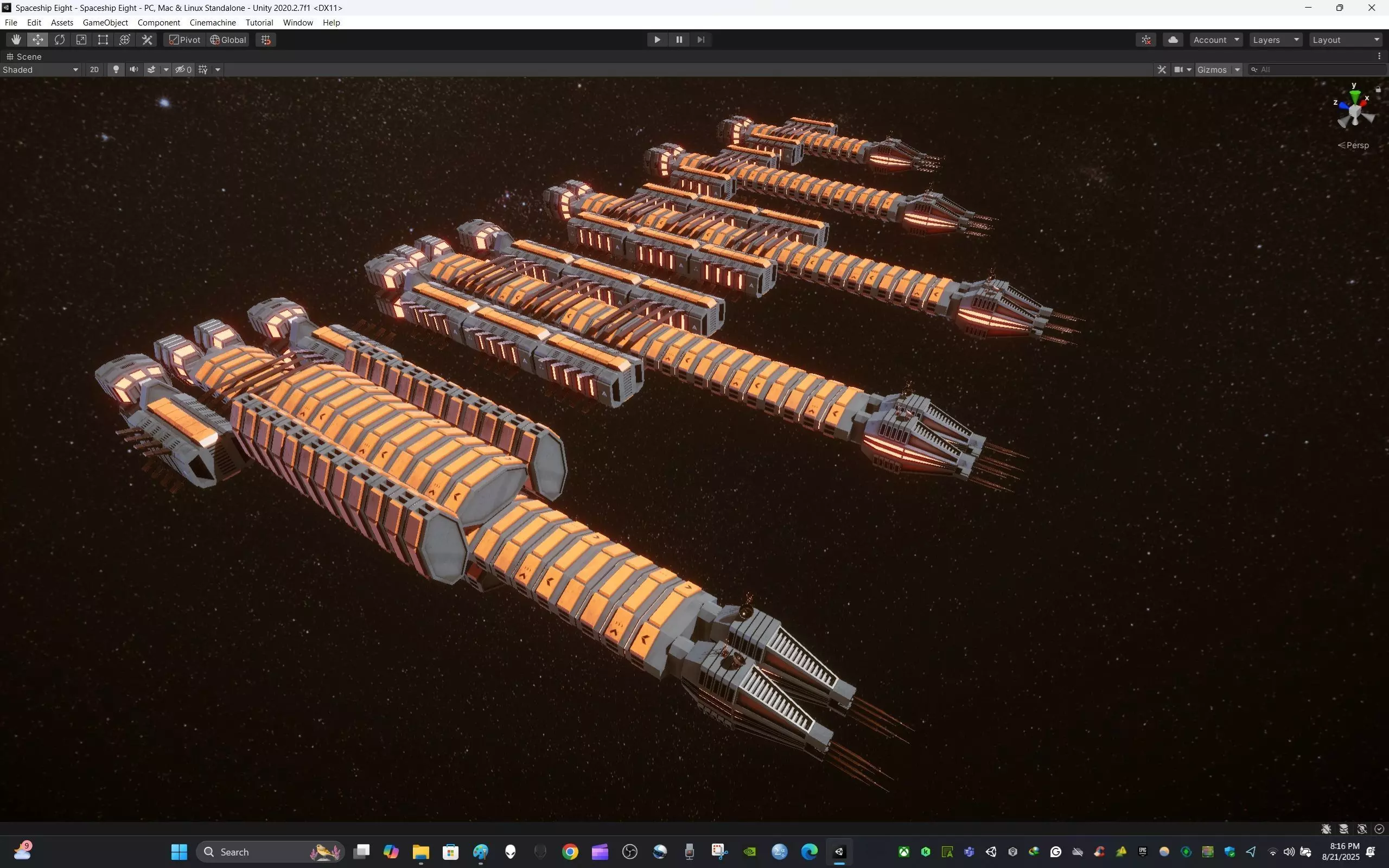 Modular Spaceship Eight Low-poly 3D model_15