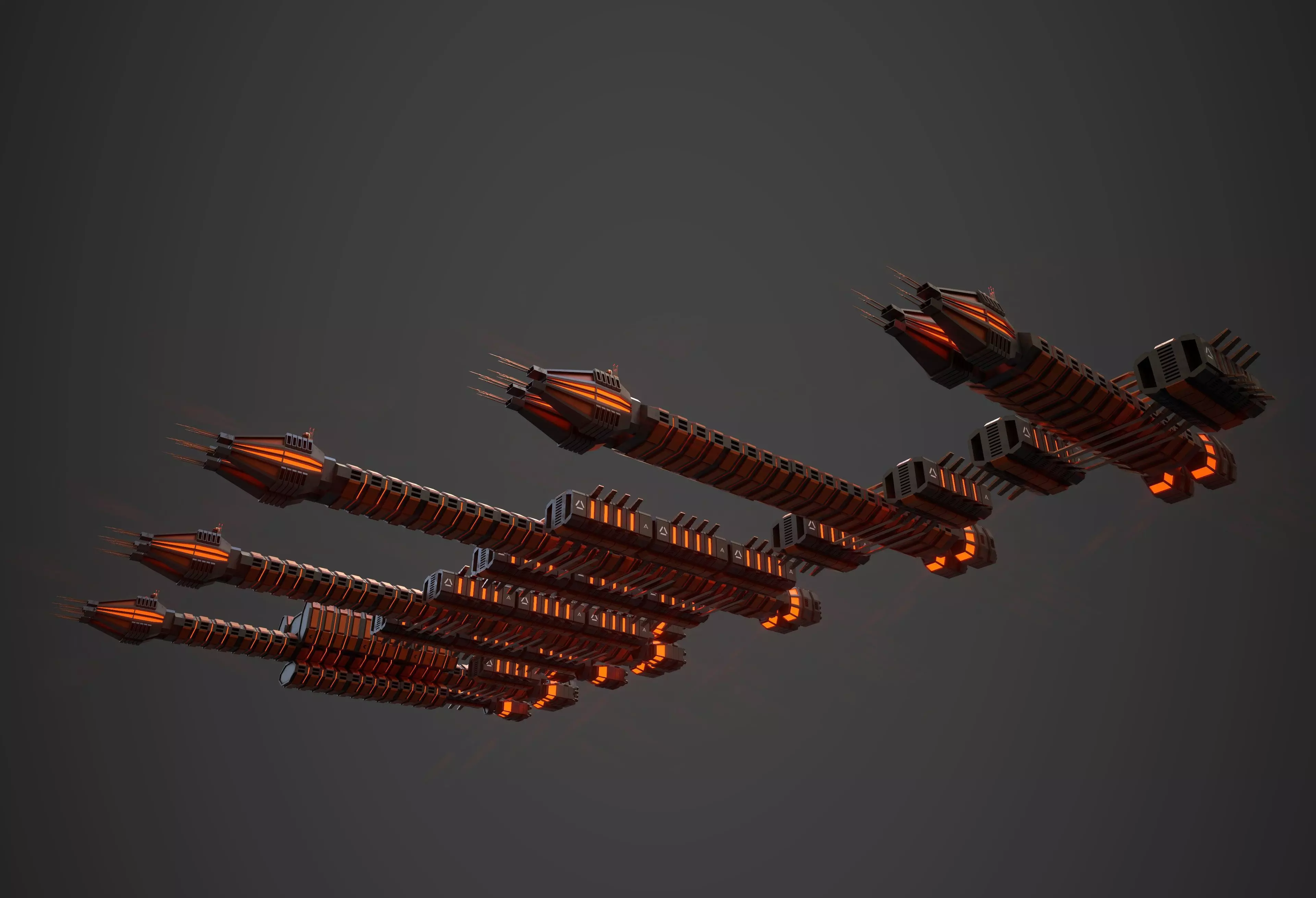 Modular Spaceship Eight Low-poly 3D model_6