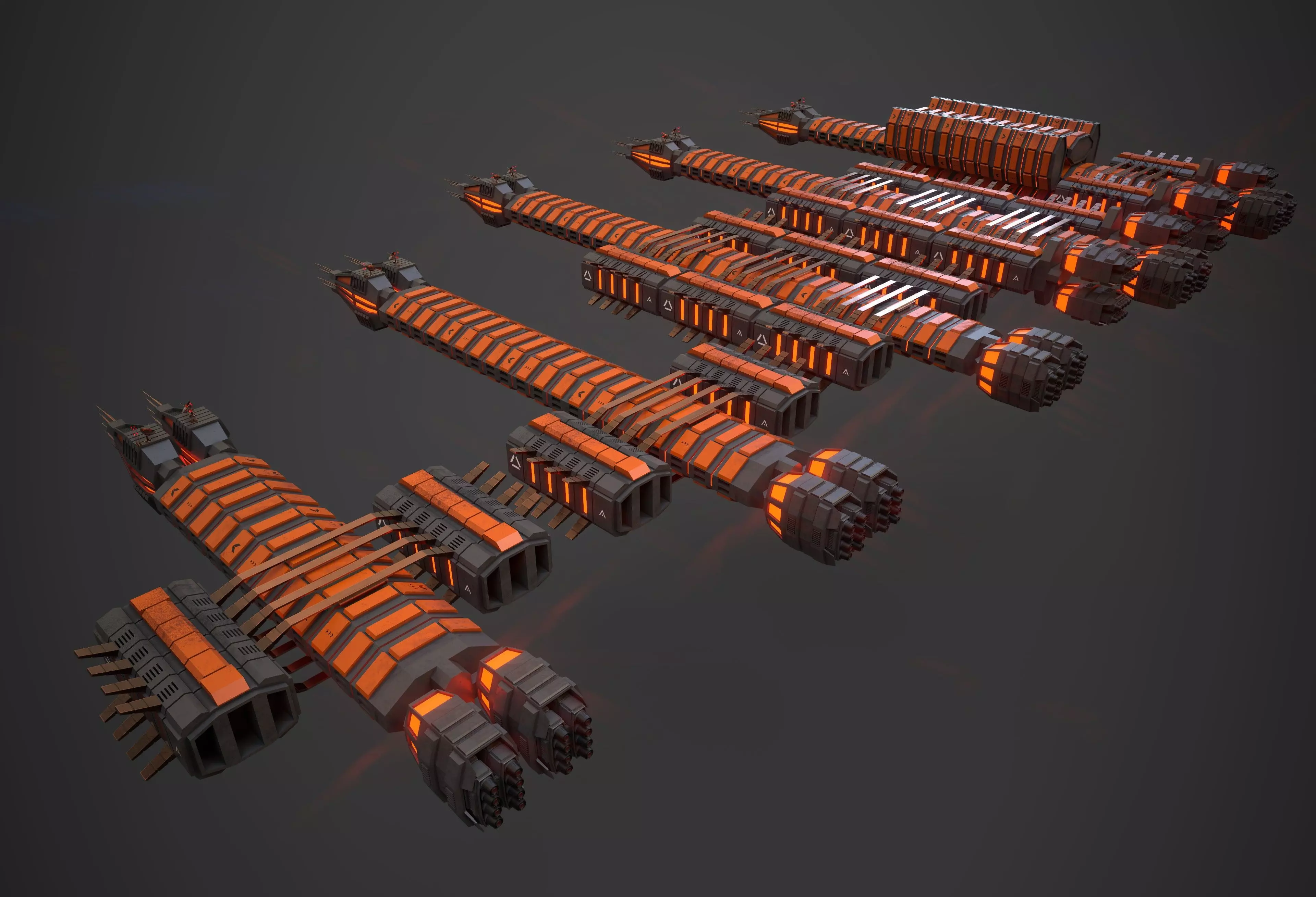 Modular Spaceship Eight Low-poly 3D model_2