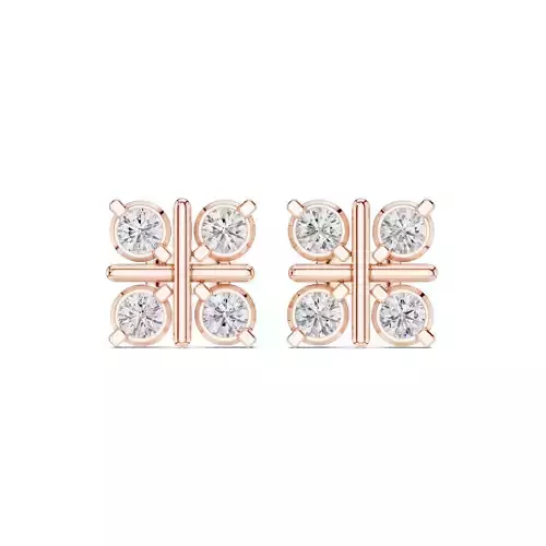 Four Round Cut Diamond Stud Earring 3DM STL Video 3D print model