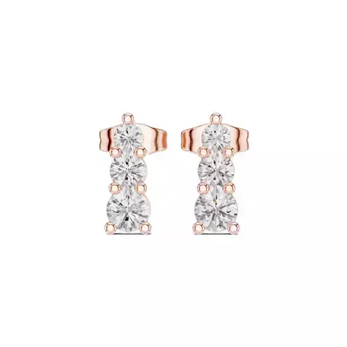 Three Round Cut Diamond Stud Earring 3DM STL Video