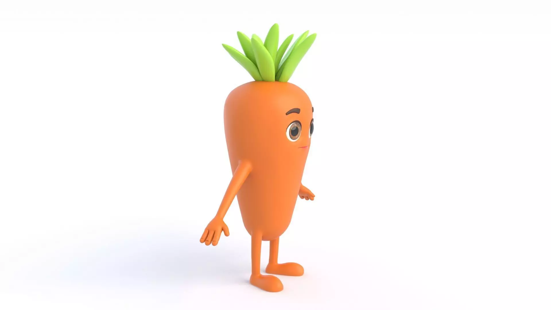 Cartoon Carrot Low-poly 3D model_3