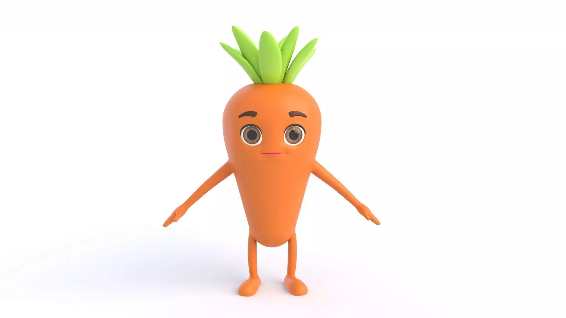 Cartoon Carrot Low-poly 3D model_0