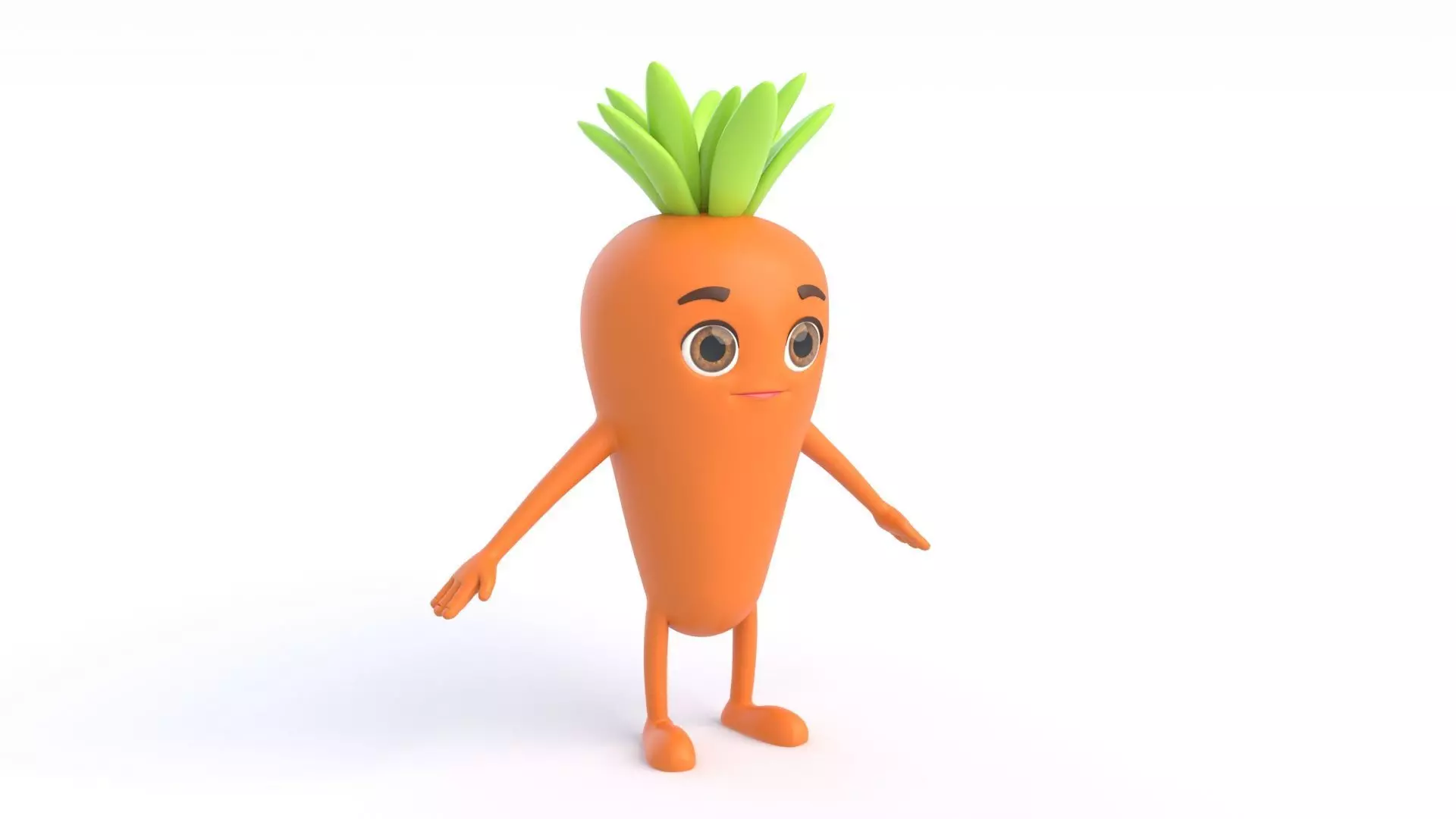 Cartoon Carrot Low-poly 3D model_2