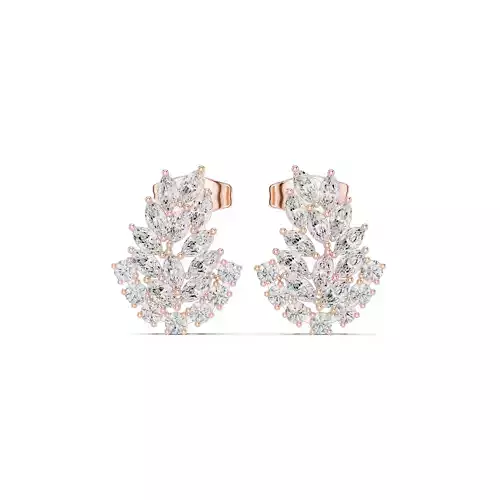 Marquise and Round Cut Diamond Cluster Earring 3DM STL Video