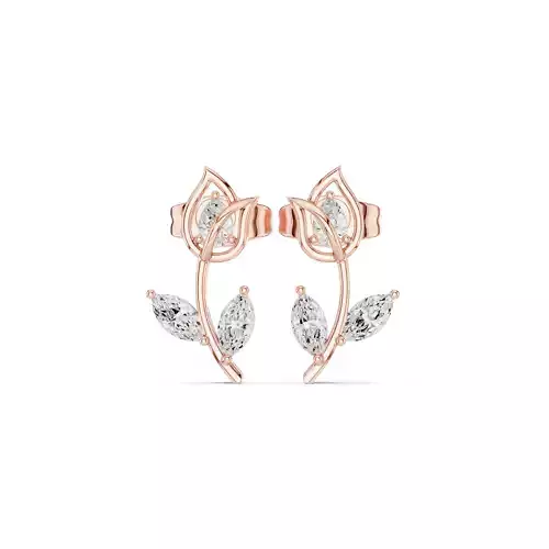Marquise and Pear Cut  Diamond Rose Flower Earring 3DM STL Video 3D print model