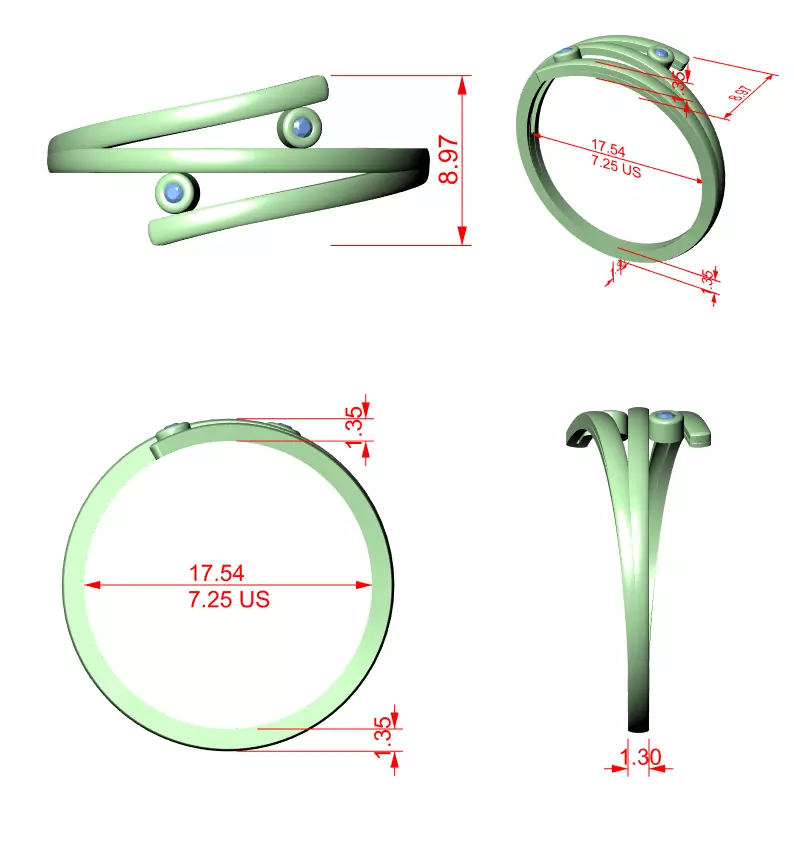 Wire Diamond Ring 3dm stl renders animation videos details  3D print model_1
