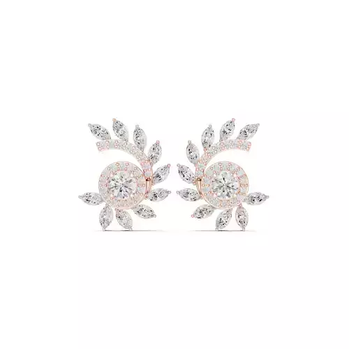 Marquise and Round Cut Diamond Cluster Earring 3DM STL Video