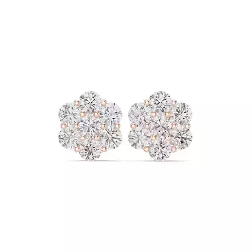 Round Cut Cluster Diamond Stud Earring 3DM STL Video