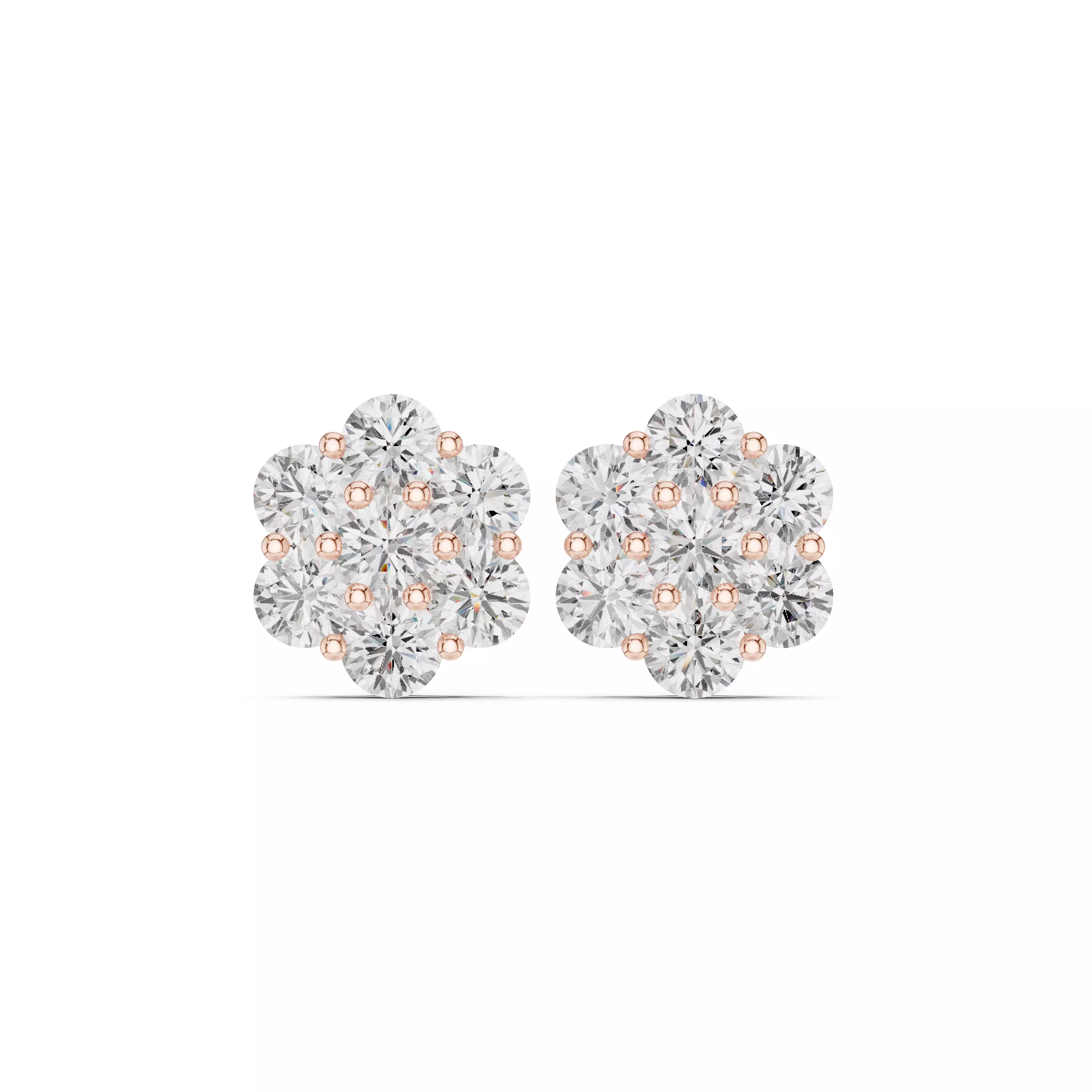 Round Cut Cluster Diamond Stud Earring 3DM STL Video 3D print model