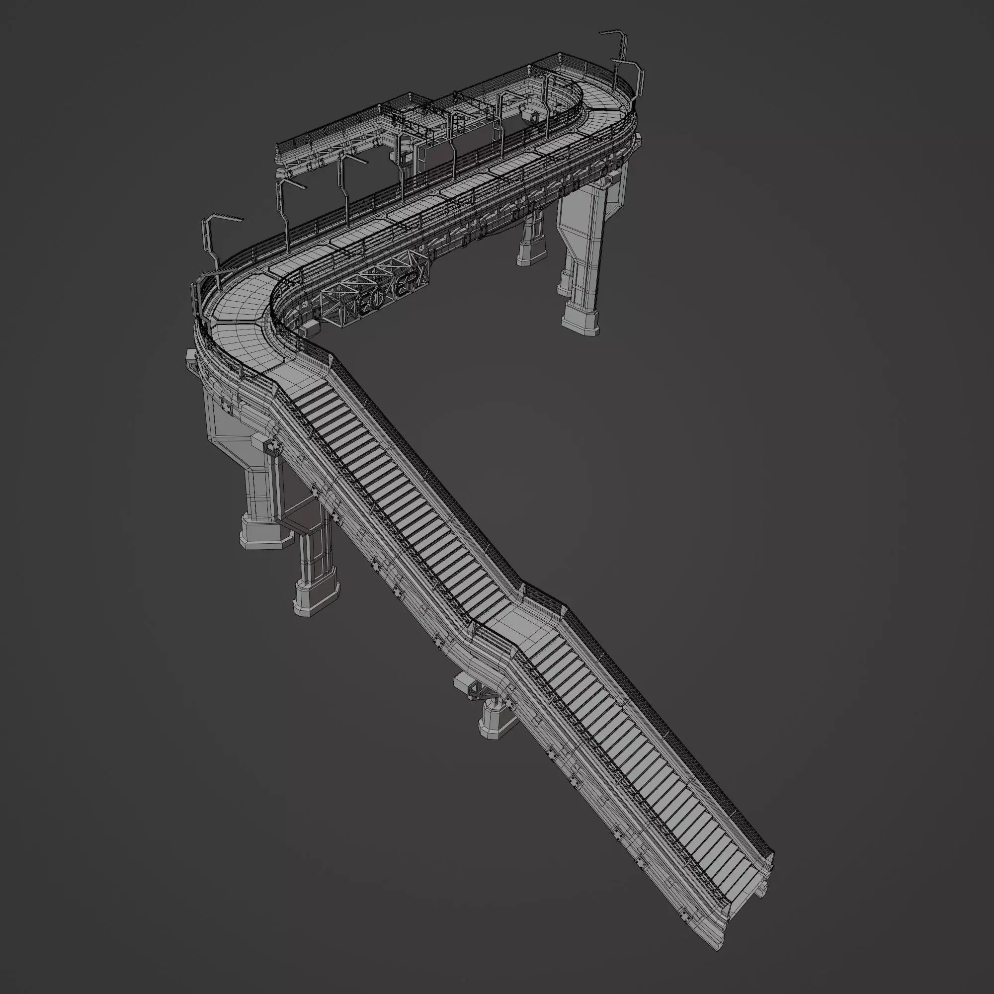 SCIFI STREET ASSET MODULAR KIT CYBERPUNK FUTURISTIC INDUSTRIAL Low-poly 3D model_49