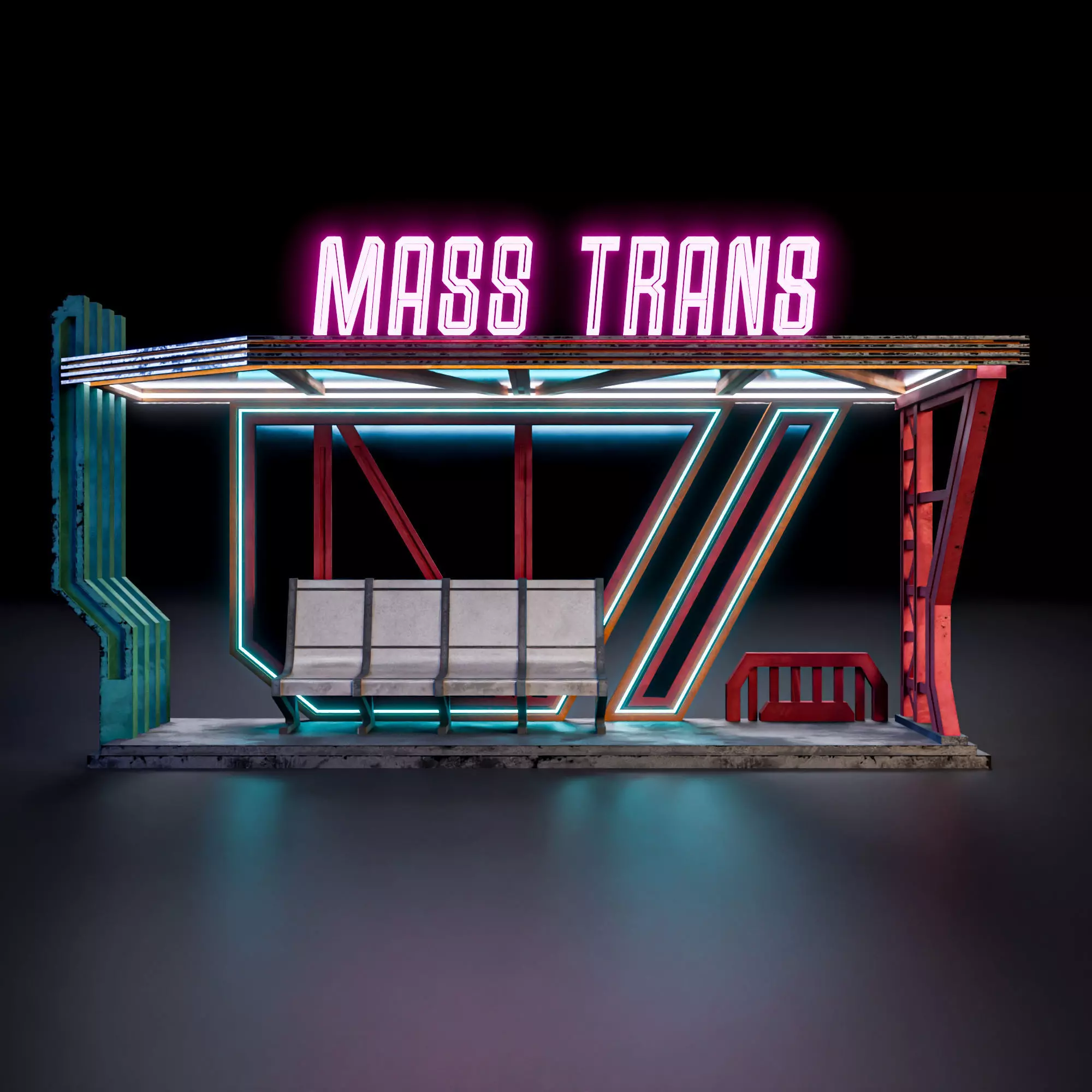 SCIFI STREET ASSET MODULAR KIT CYBERPUNK FUTURISTIC INDUSTRIAL Low-poly 3D model_21