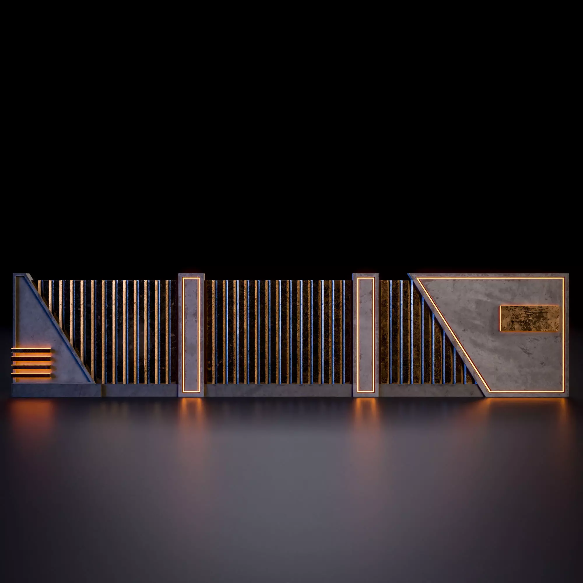 SCIFI STREET ASSET MODULAR KIT CYBERPUNK FUTURISTIC INDUSTRIAL Low-poly 3D model_37