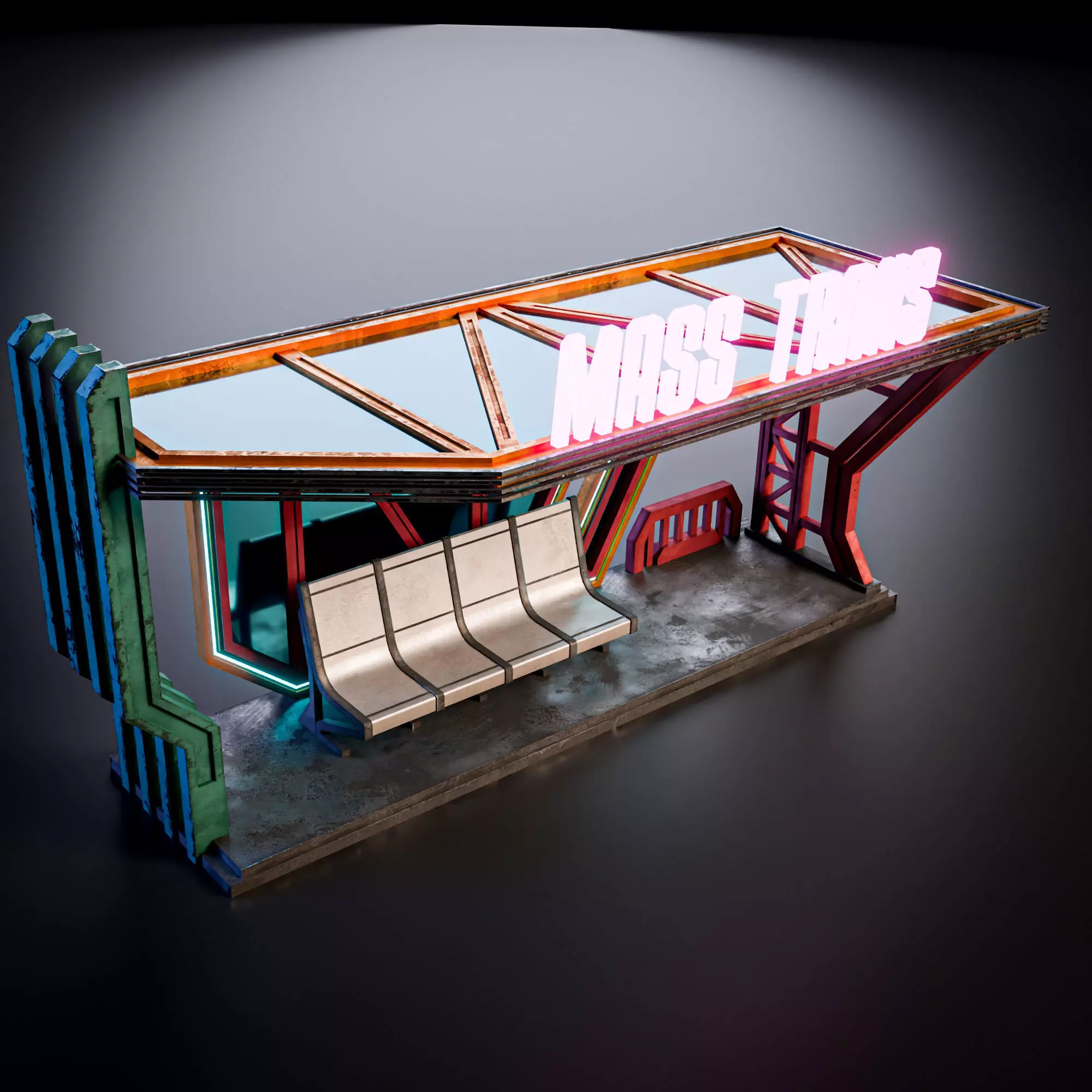 SCIFI STREET ASSET MODULAR KIT CYBERPUNK FUTURISTIC INDUSTRIAL Low-poly 3D model_22