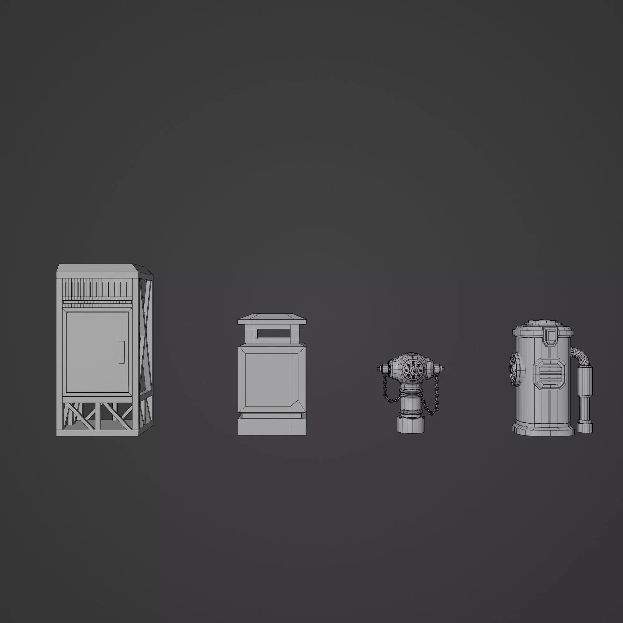 SCIFI STREET ASSET MODULAR KIT CYBERPUNK FUTURISTIC INDUSTRIAL Low-poly 3D model_45