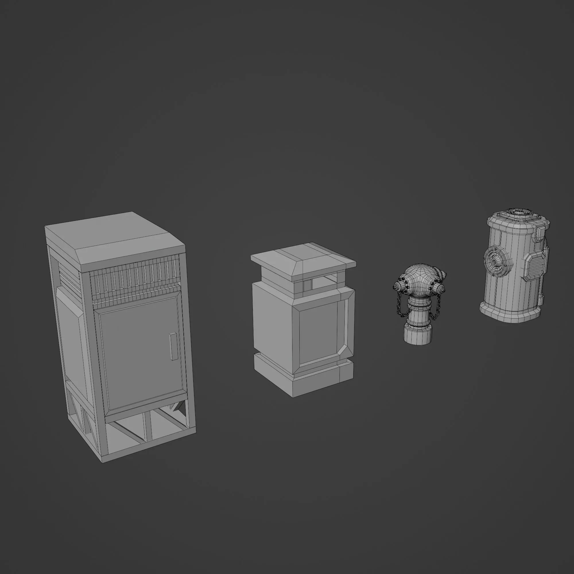 SCIFI STREET ASSET MODULAR KIT CYBERPUNK FUTURISTIC INDUSTRIAL Low-poly 3D model_46