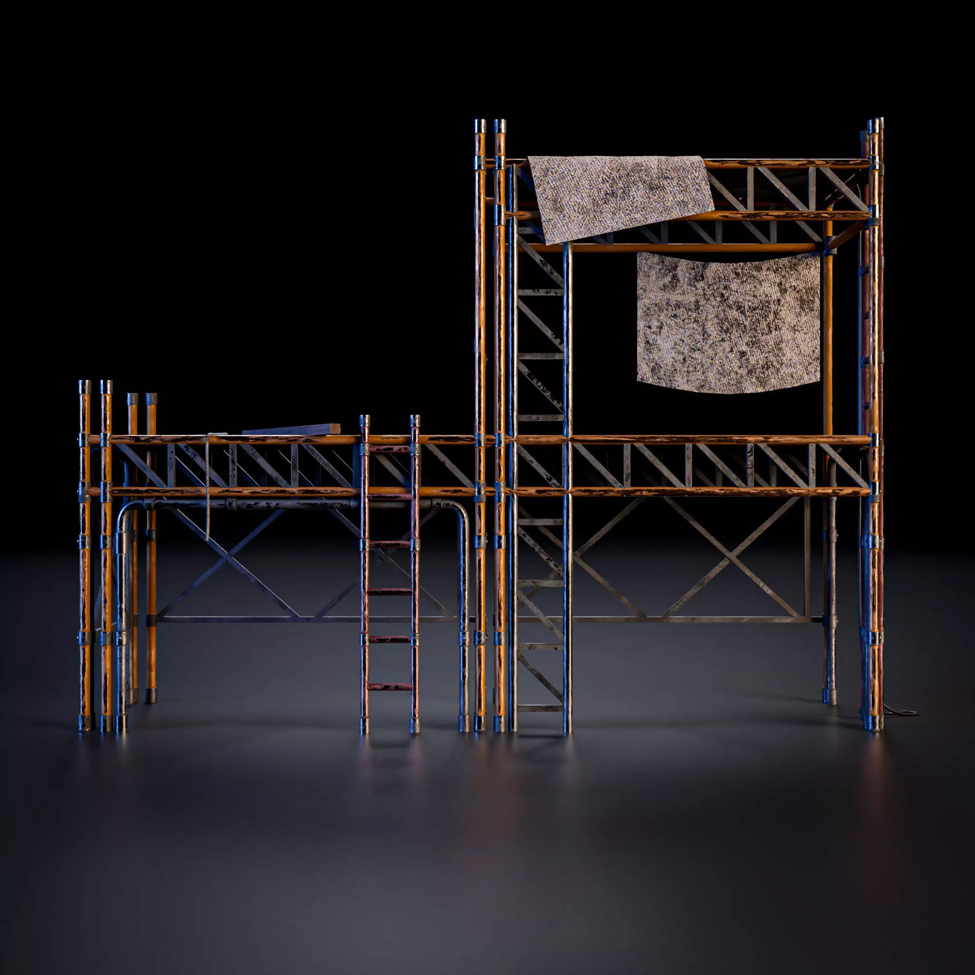 SCIFI STREET ASSET MODULAR KIT CYBERPUNK FUTURISTIC INDUSTRIAL Low-poly 3D model_15