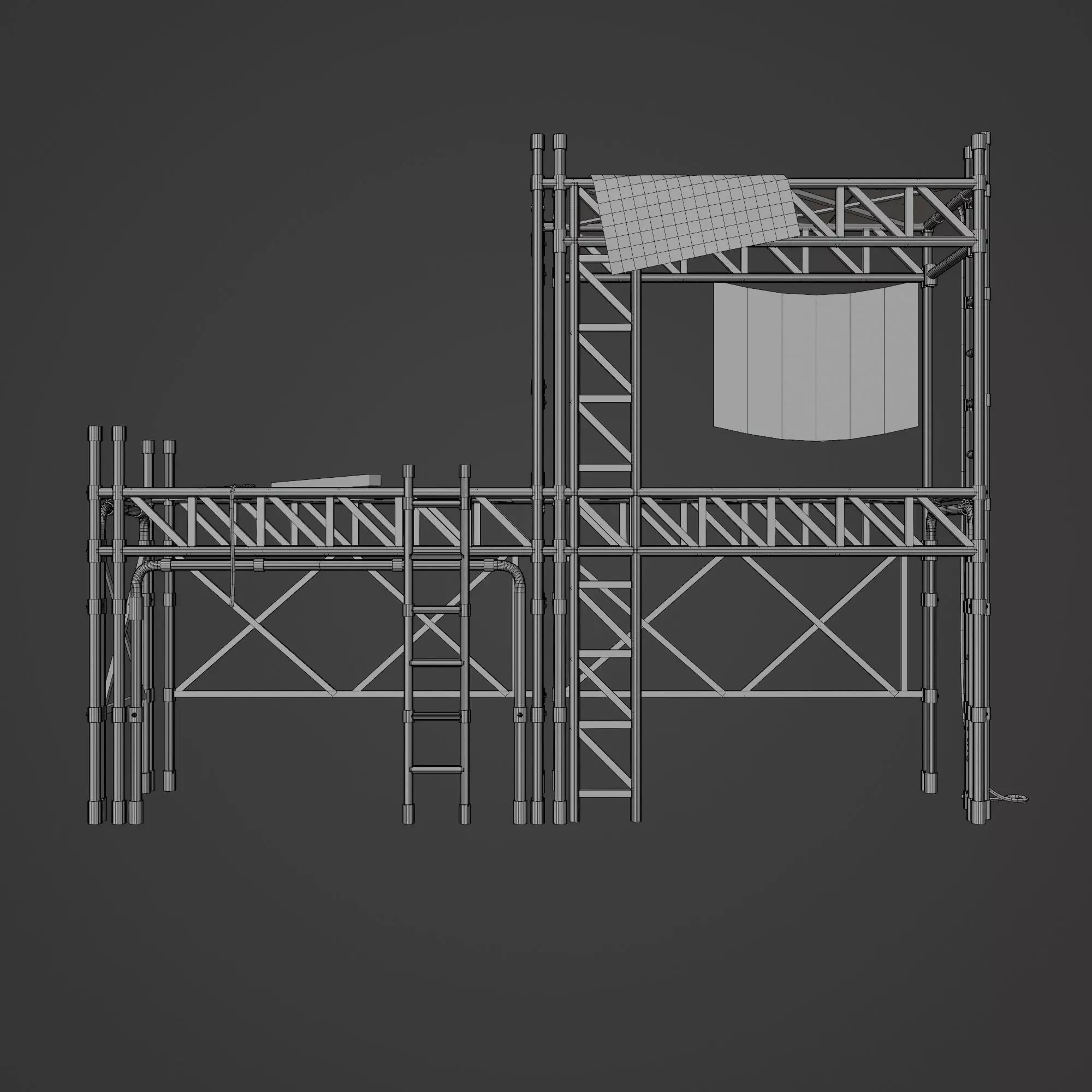 SCIFI STREET ASSET MODULAR KIT CYBERPUNK FUTURISTIC INDUSTRIAL Low-poly 3D model_41