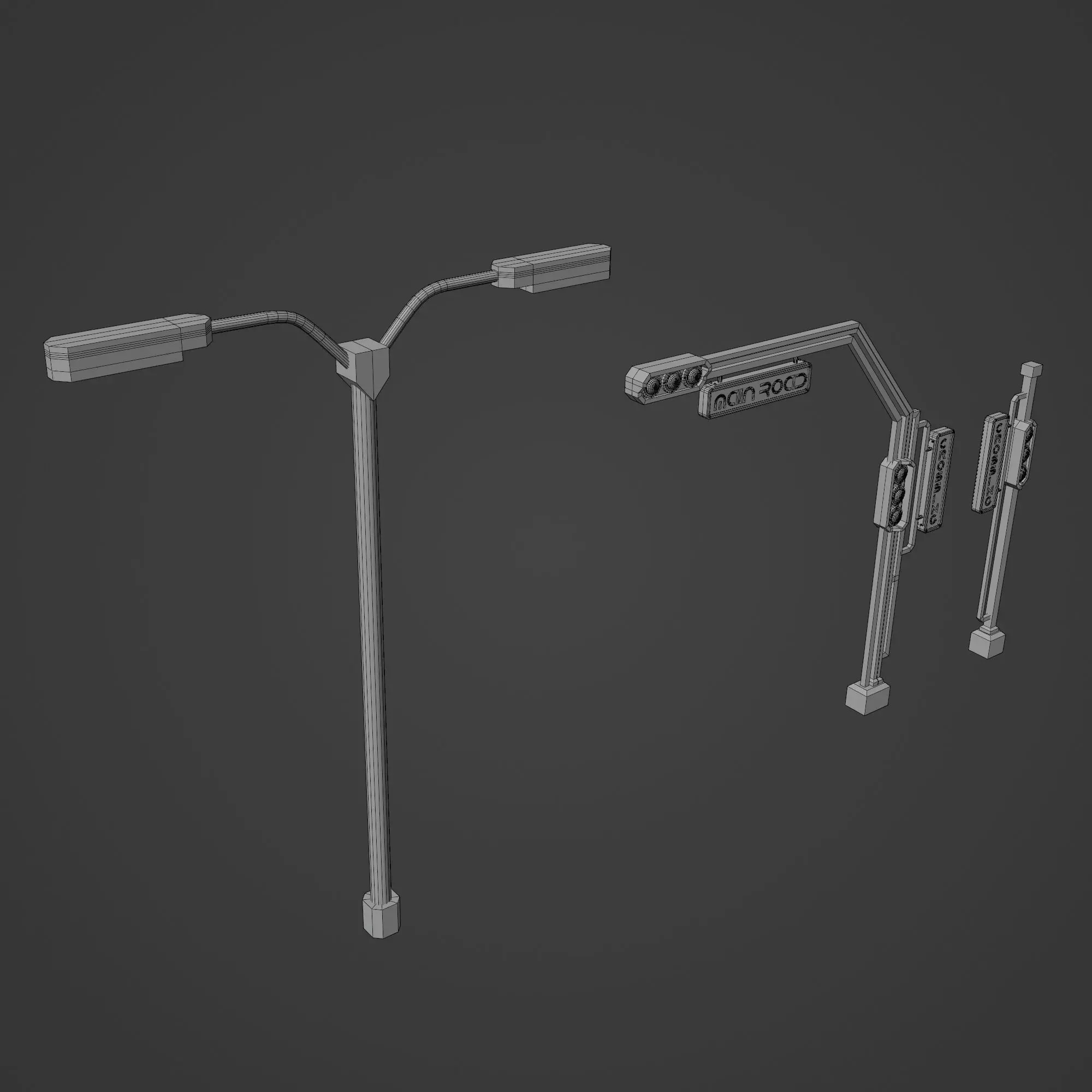 SCIFI STREET ASSET MODULAR KIT CYBERPUNK FUTURISTIC INDUSTRIAL Low-poly 3D model_44