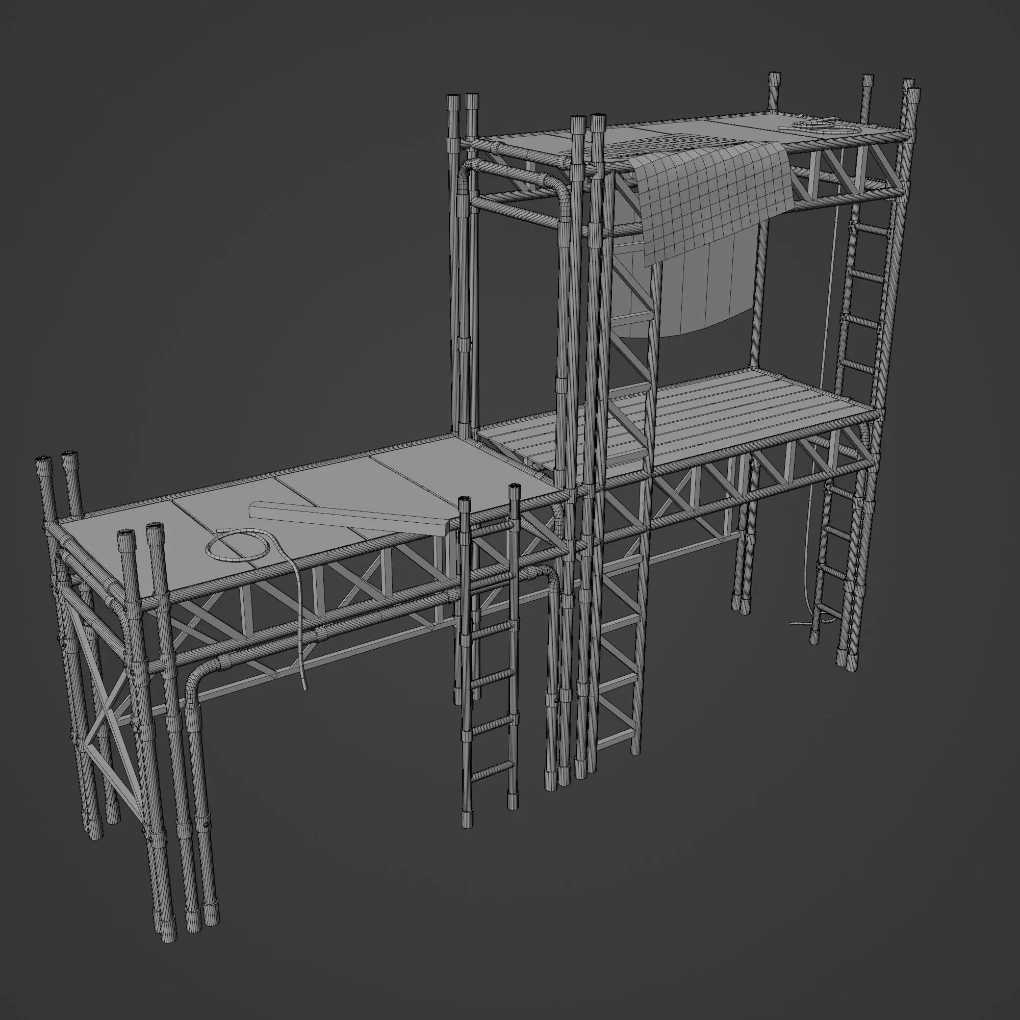 SCIFI STREET ASSET MODULAR KIT CYBERPUNK FUTURISTIC INDUSTRIAL Low-poly 3D model_42