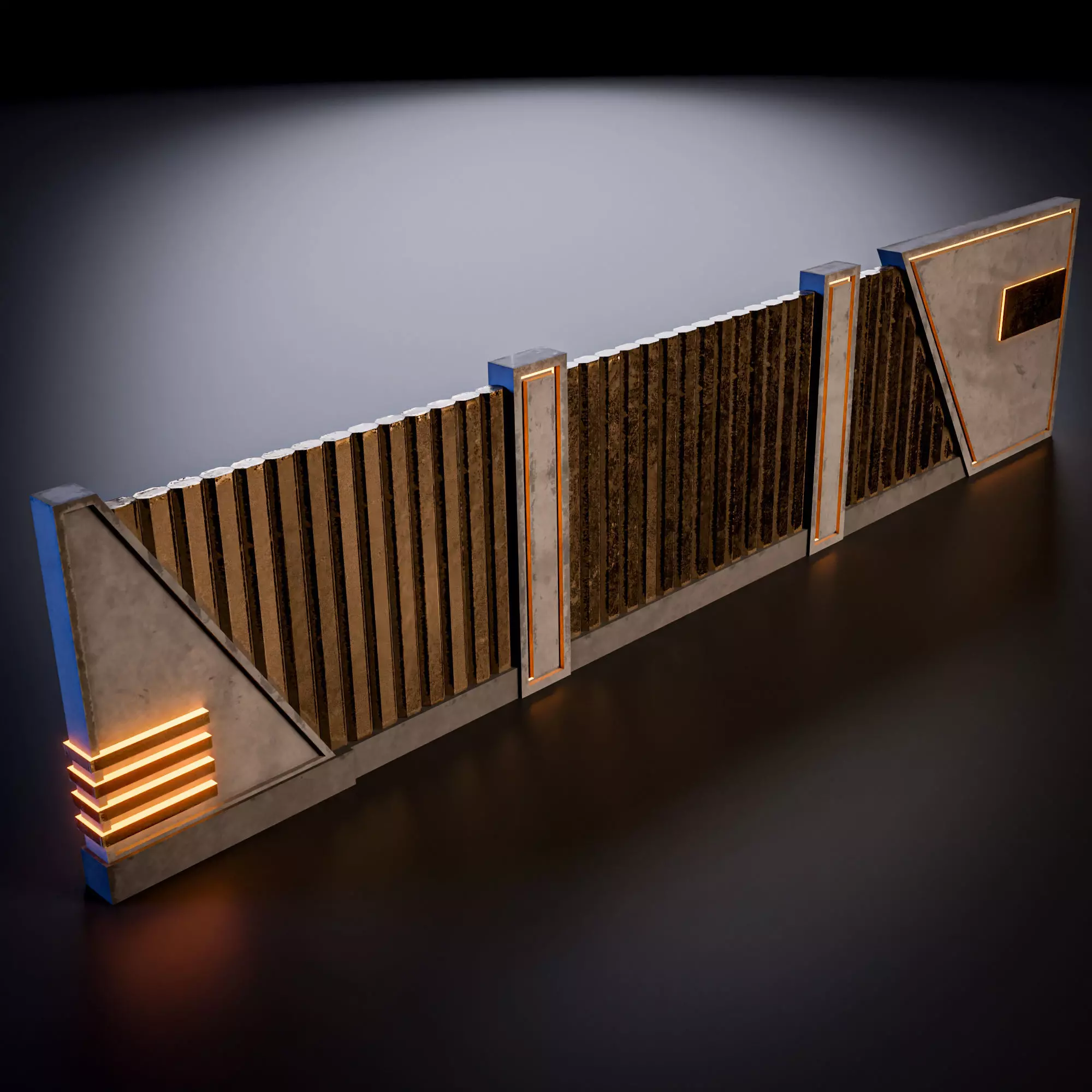 SCIFI STREET ASSET MODULAR KIT CYBERPUNK FUTURISTIC INDUSTRIAL Low-poly 3D model_38