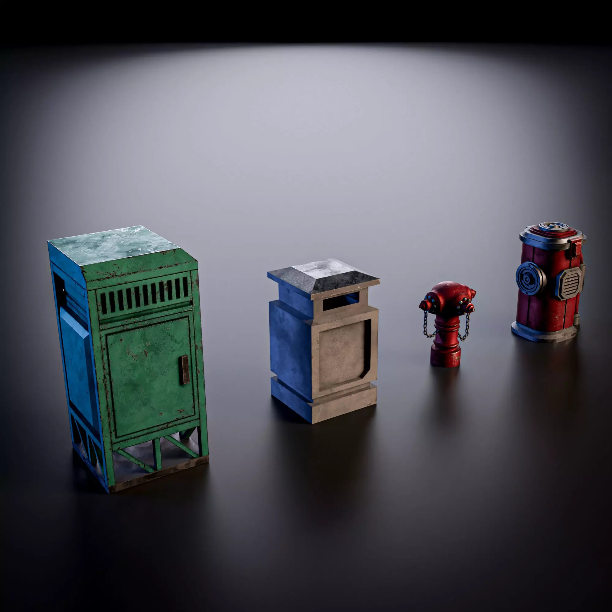 SCIFI STREET ASSET MODULAR KIT CYBERPUNK FUTURISTIC INDUSTRIAL Low-poly 3D model_20