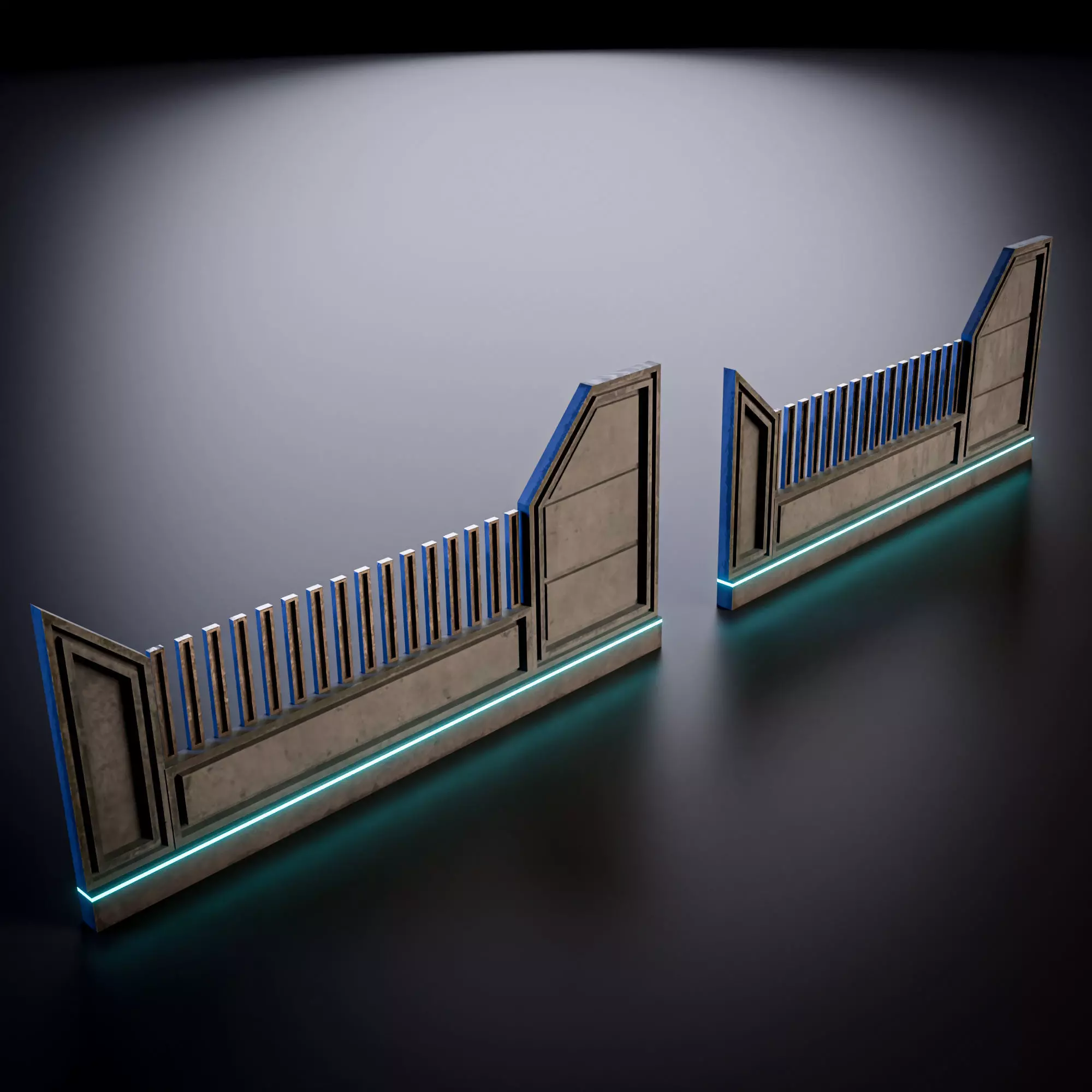 SCIFI STREET ASSET MODULAR KIT CYBERPUNK FUTURISTIC INDUSTRIAL Low-poly 3D model_36