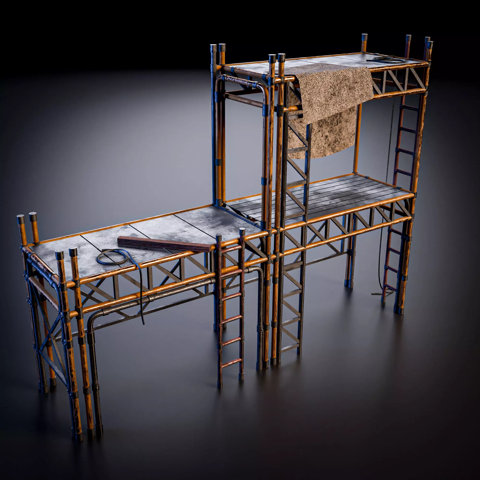 SCIFI STREET ASSET MODULAR KIT CYBERPUNK FUTURISTIC INDUSTRIAL Low-poly 3D model_16