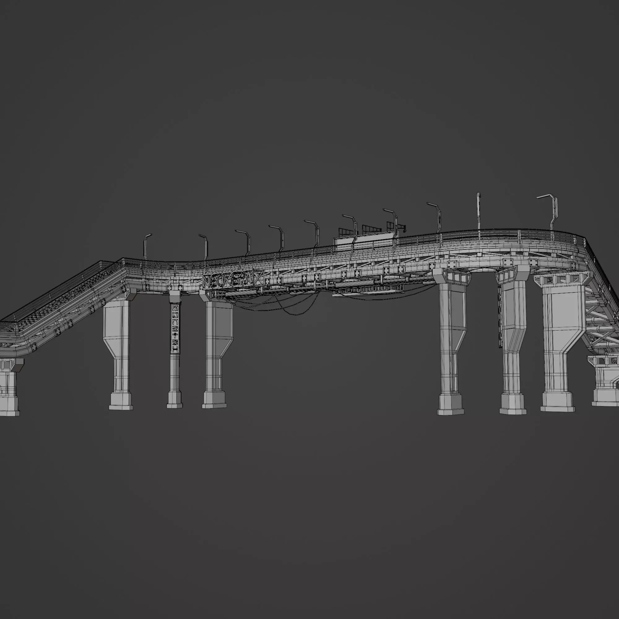 SCIFI STREET ASSET MODULAR KIT CYBERPUNK FUTURISTIC INDUSTRIAL Low-poly 3D model_50