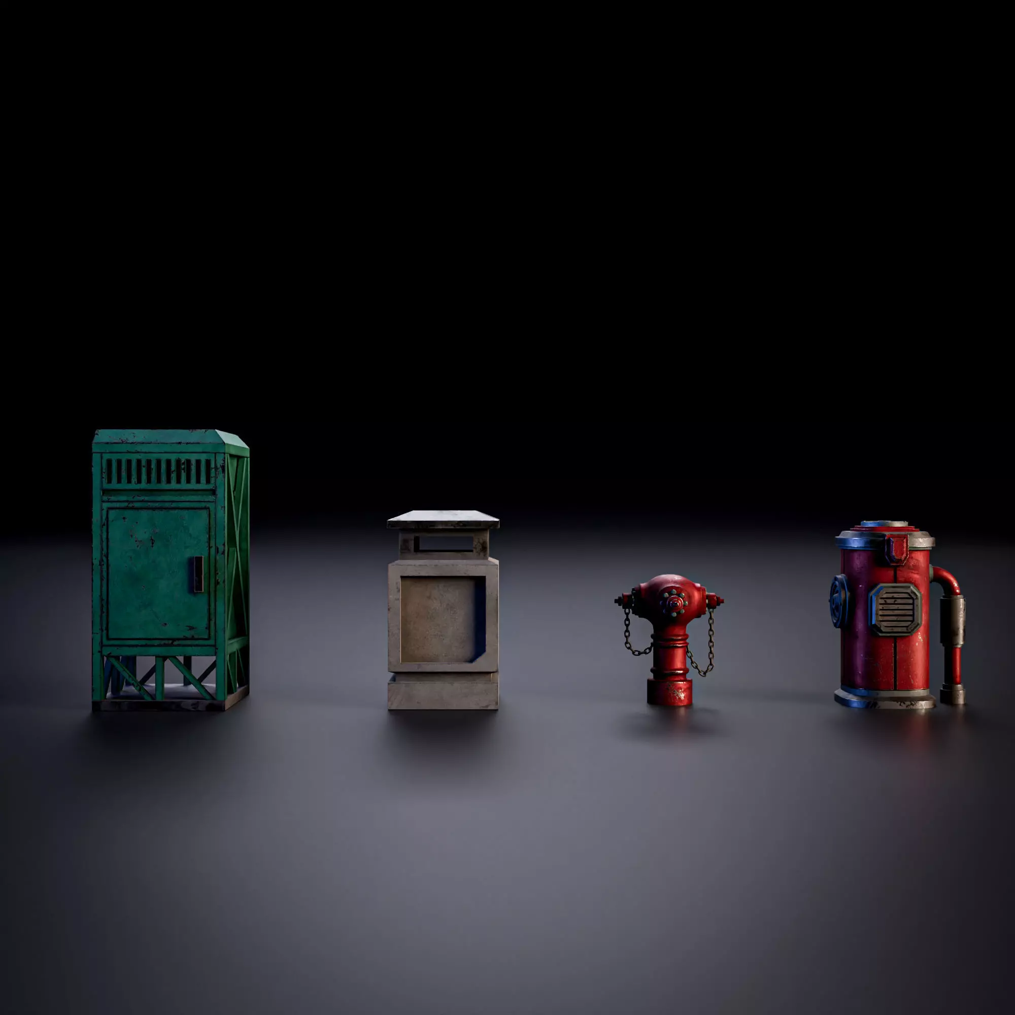 SCIFI STREET ASSET MODULAR KIT CYBERPUNK FUTURISTIC INDUSTRIAL Low-poly 3D model_19