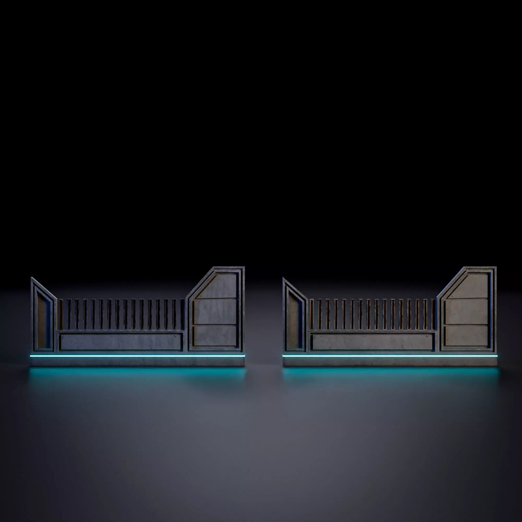 SCIFI STREET ASSET MODULAR KIT CYBERPUNK FUTURISTIC INDUSTRIAL Low-poly 3D model_35