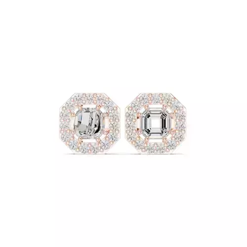 Asscher Cut Halo Diamond Stud Earring 3DM STL Video 3D print model
