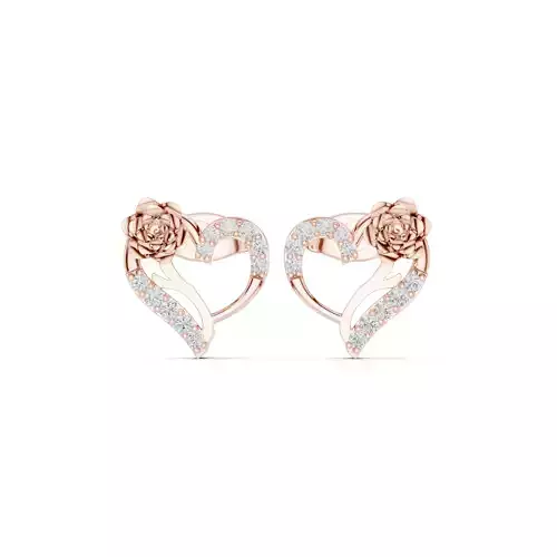 Round Cut Diamond Heart Shape Stud Earring 3DM STL Video 3D print model