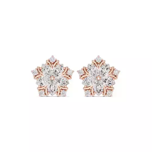 Marquise and Round-Cut Diamond Star Shape Earring 3DM STL Video