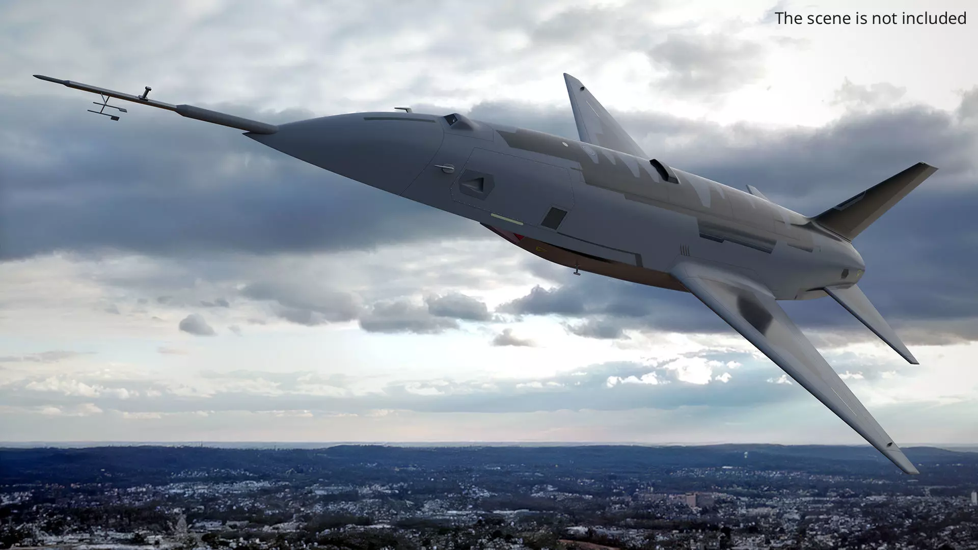 Tactical Stealth Jet with Landing Gear Deployed Grey Rigged 3D model_1