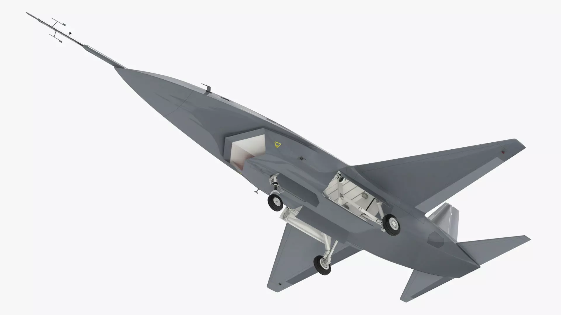 Tactical Stealth Jet with Landing Gear Deployed Grey Rigged 3D model_5