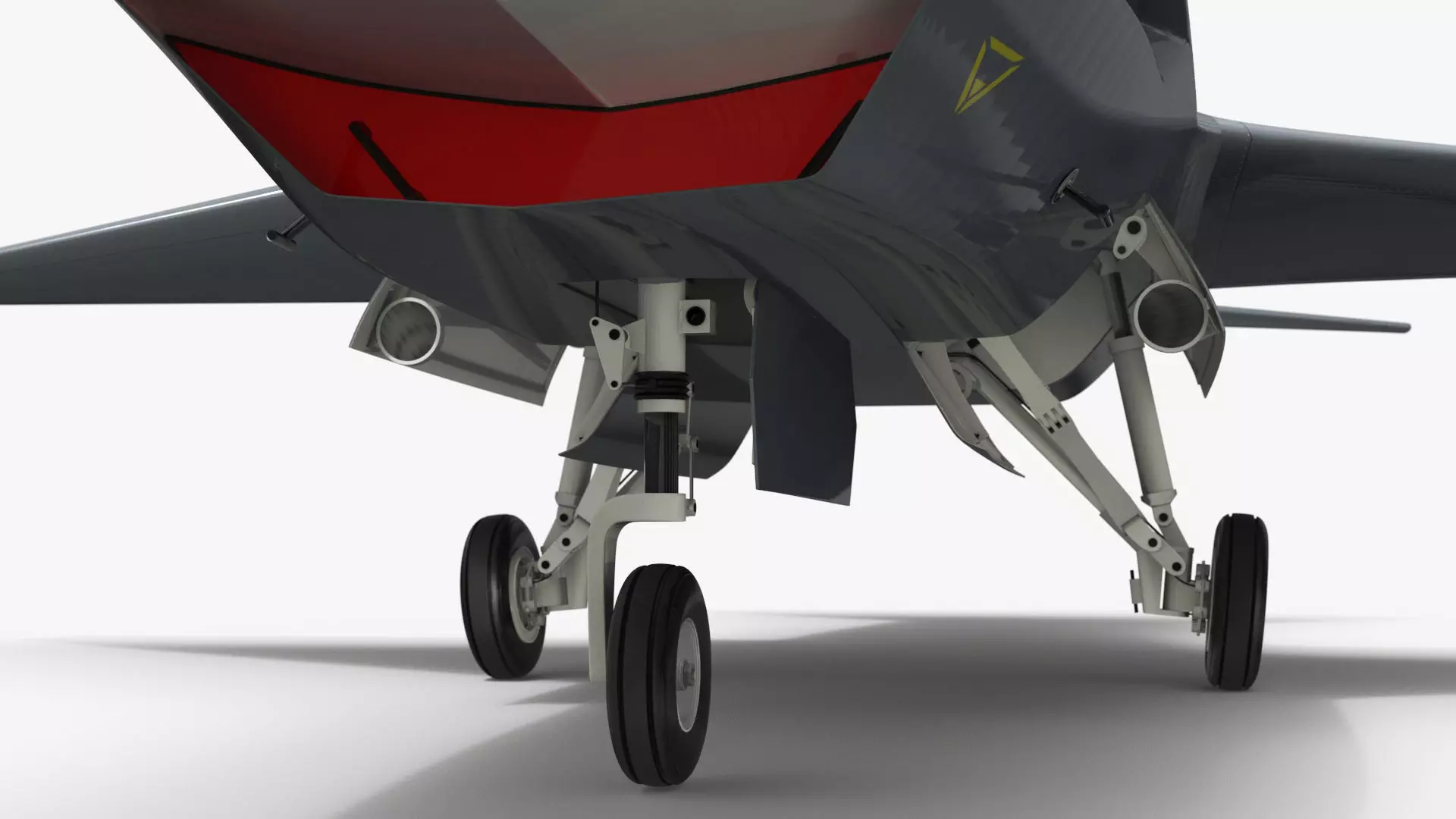 Tactical Stealth Jet with Landing Gear Deployed Grey Rigged 3D model_6