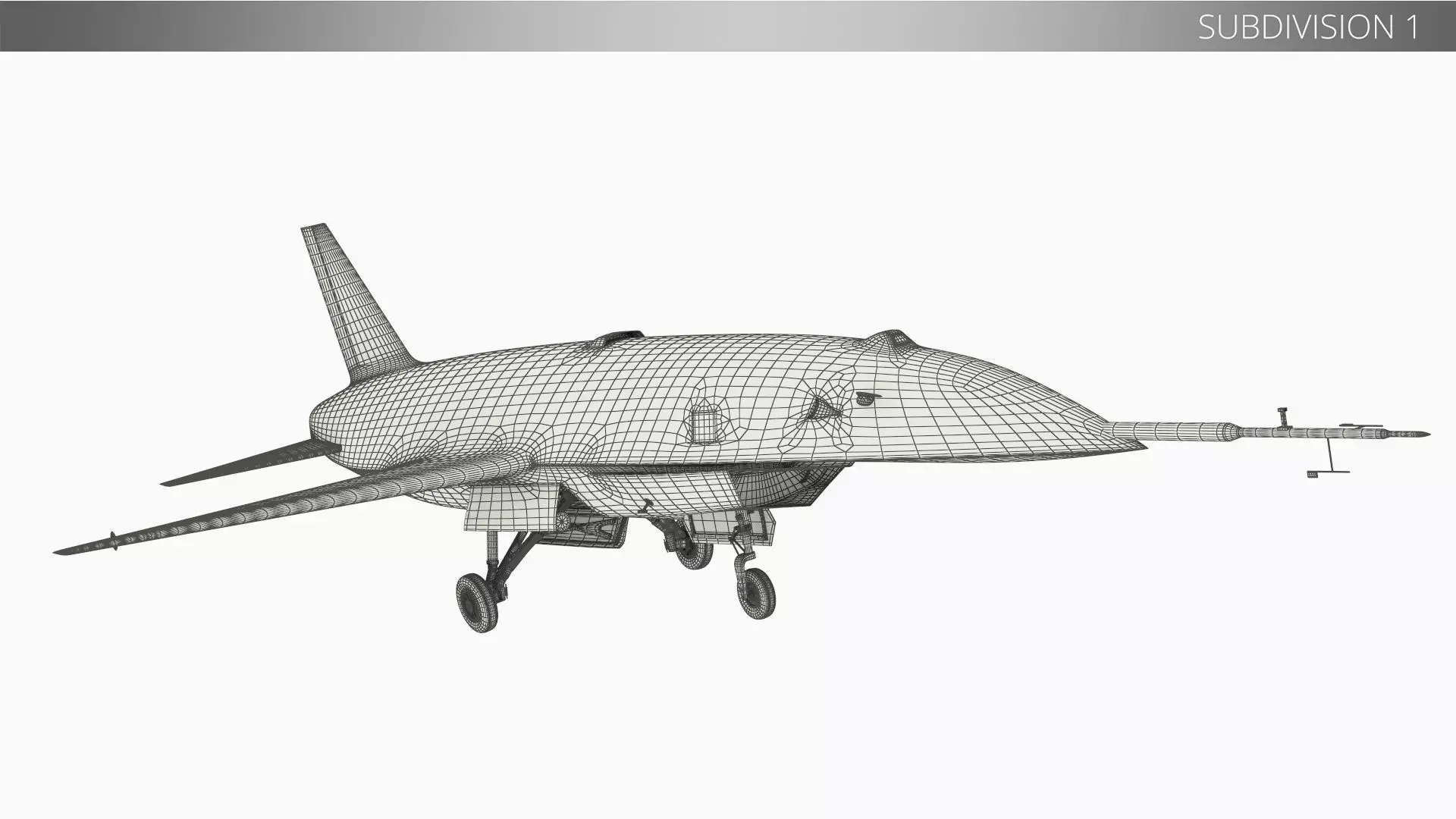 Tactical Stealth Jet with Landing Gear Deployed Grey Rigged 3D model_12