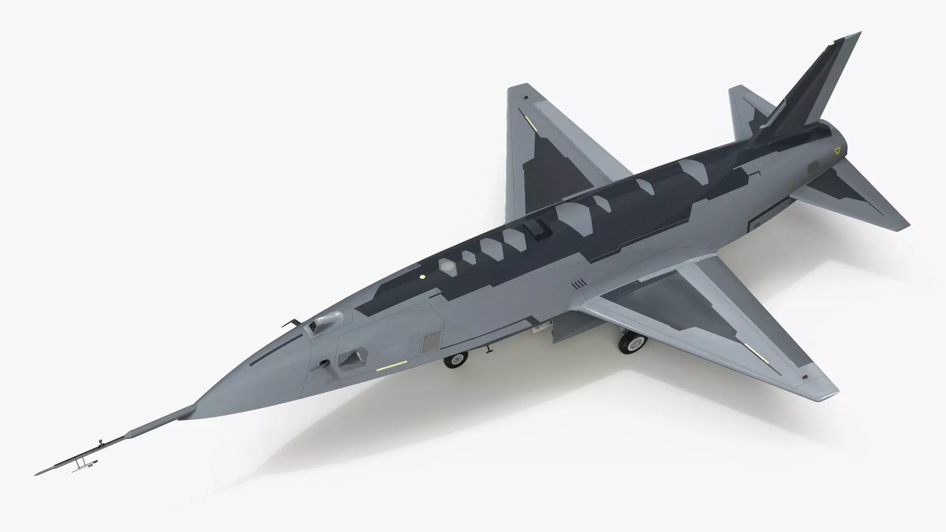 Tactical Stealth Jet with Landing Gear Deployed Grey Rigged 3D model_4
