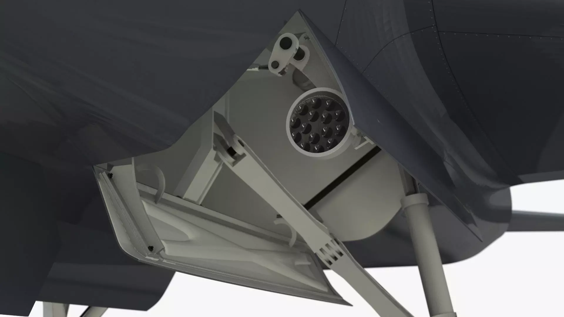 Tactical Stealth Jet with Landing Gear Deployed Grey Rigged 3D model_8